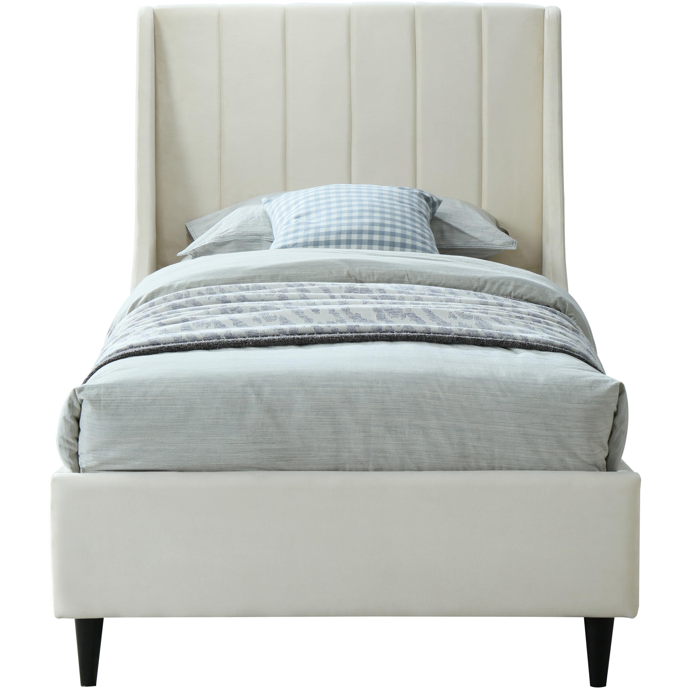 Meridian Eva Cream Velvet Twin Bed