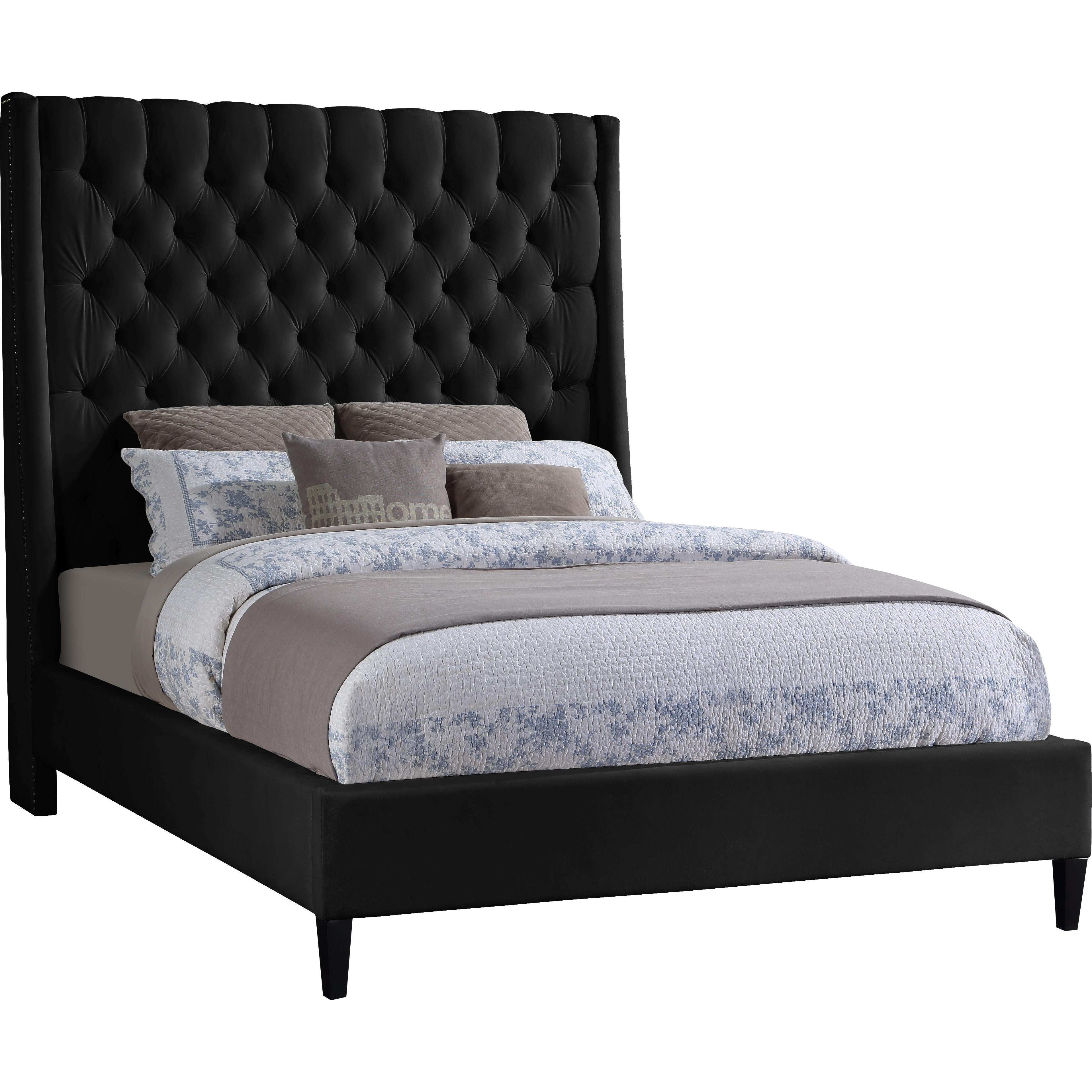 Meridian Fritz Black Velvet Full Bed
