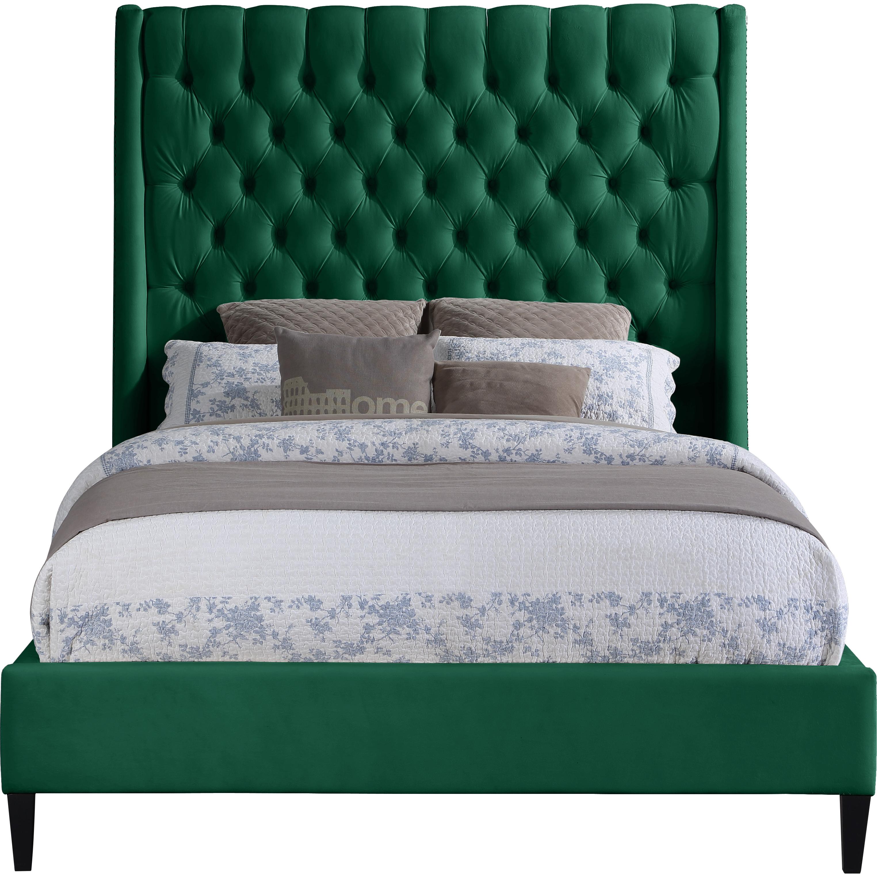 Meridian Fritz Green Velvet Full Bed