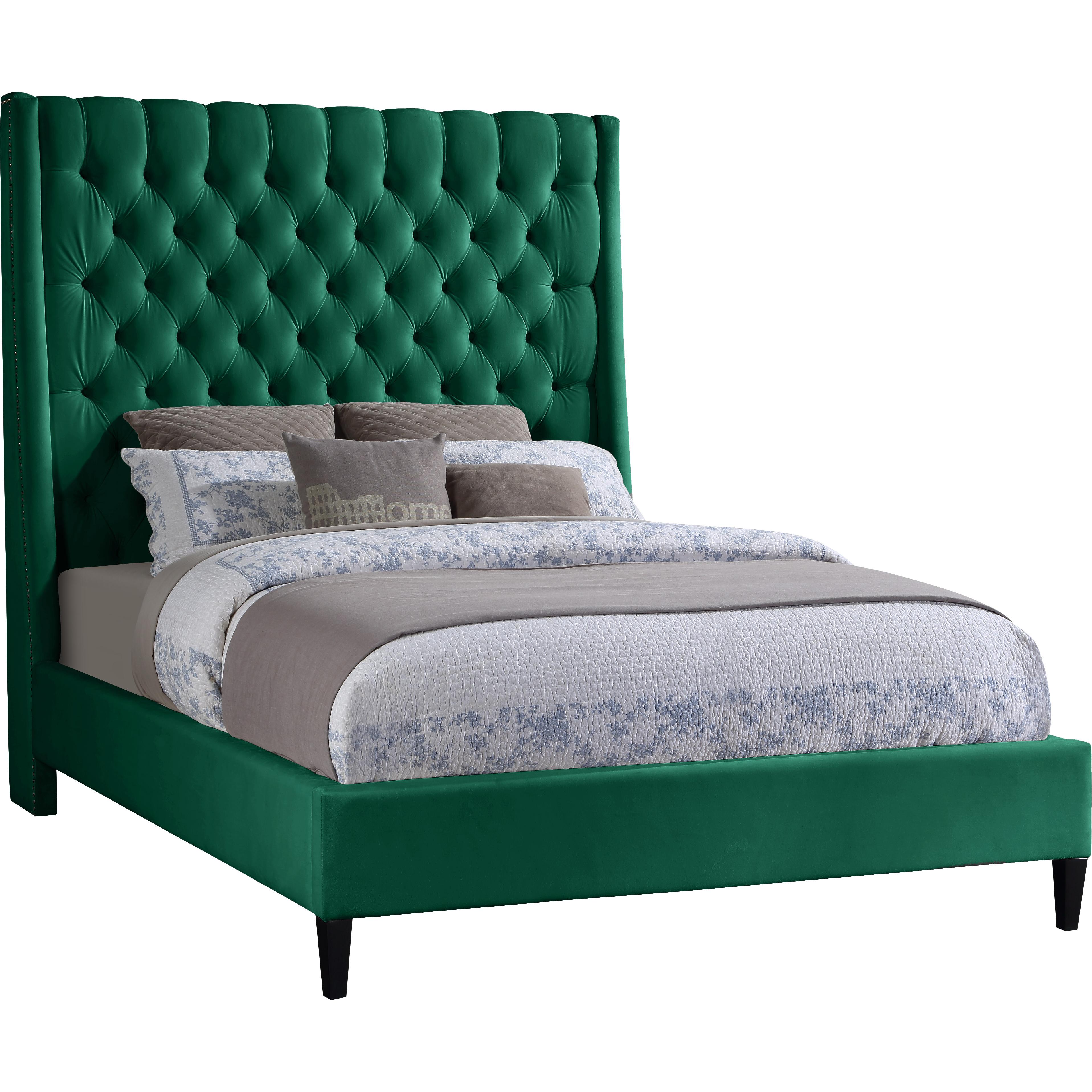 Meridian Fritz Green Velvet King Bed