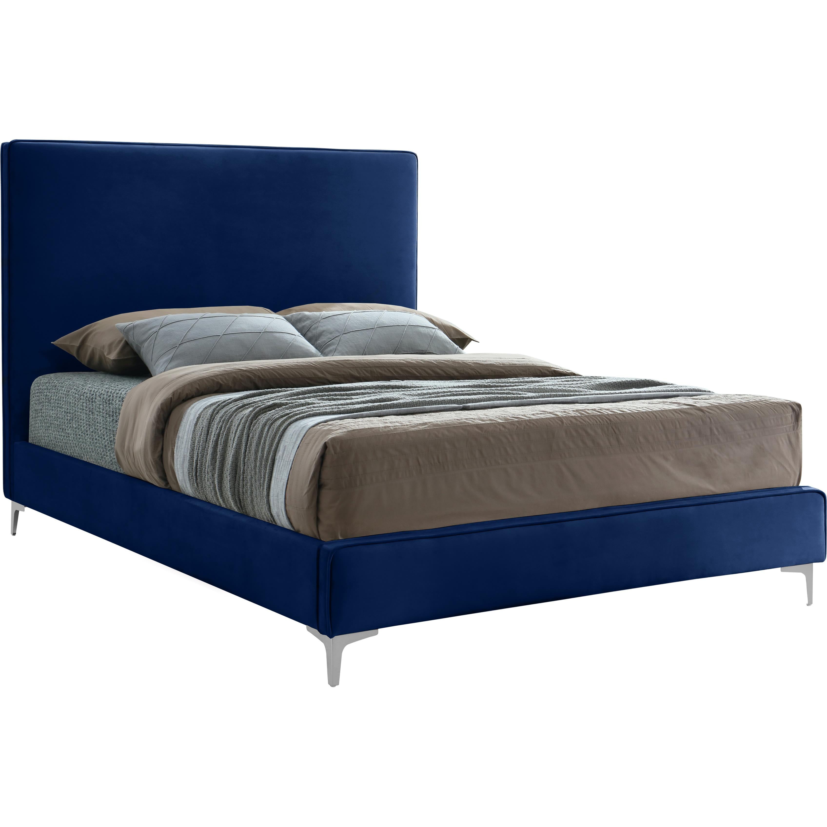 Meridian Geri Navy Velvet Full Bed