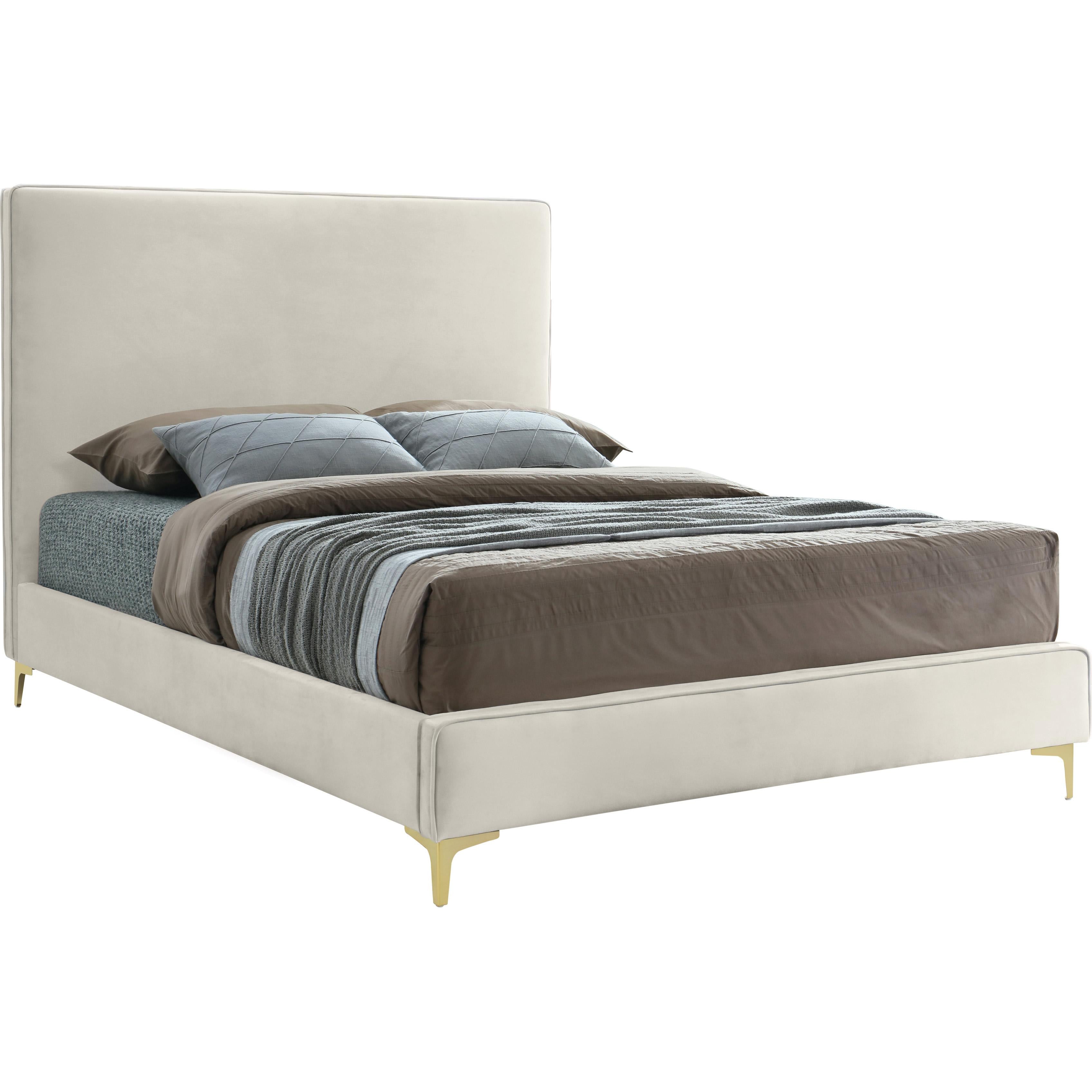 Meridian Geri Cream Velvet King Bed