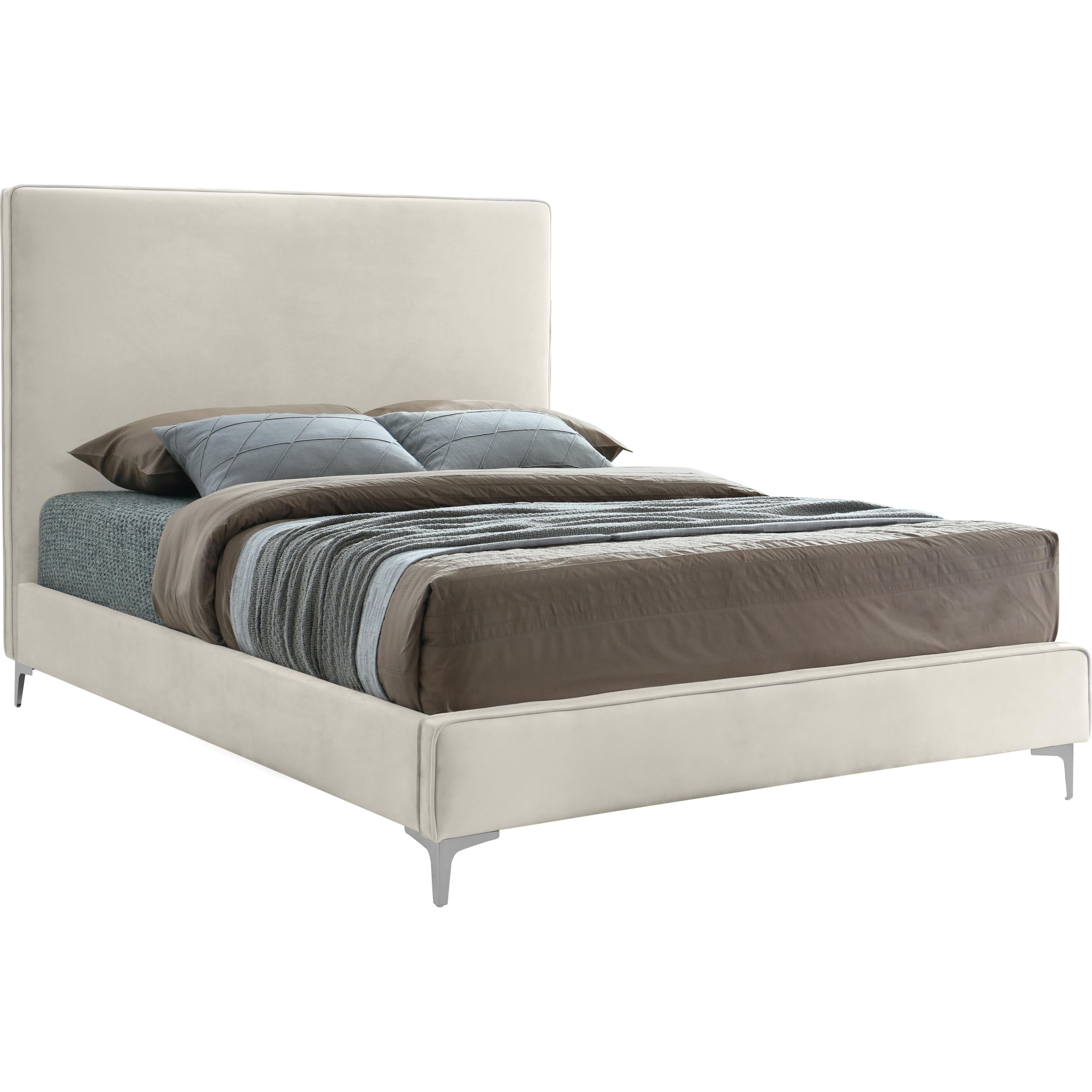 Meridian Geri Cream Velvet King Bed