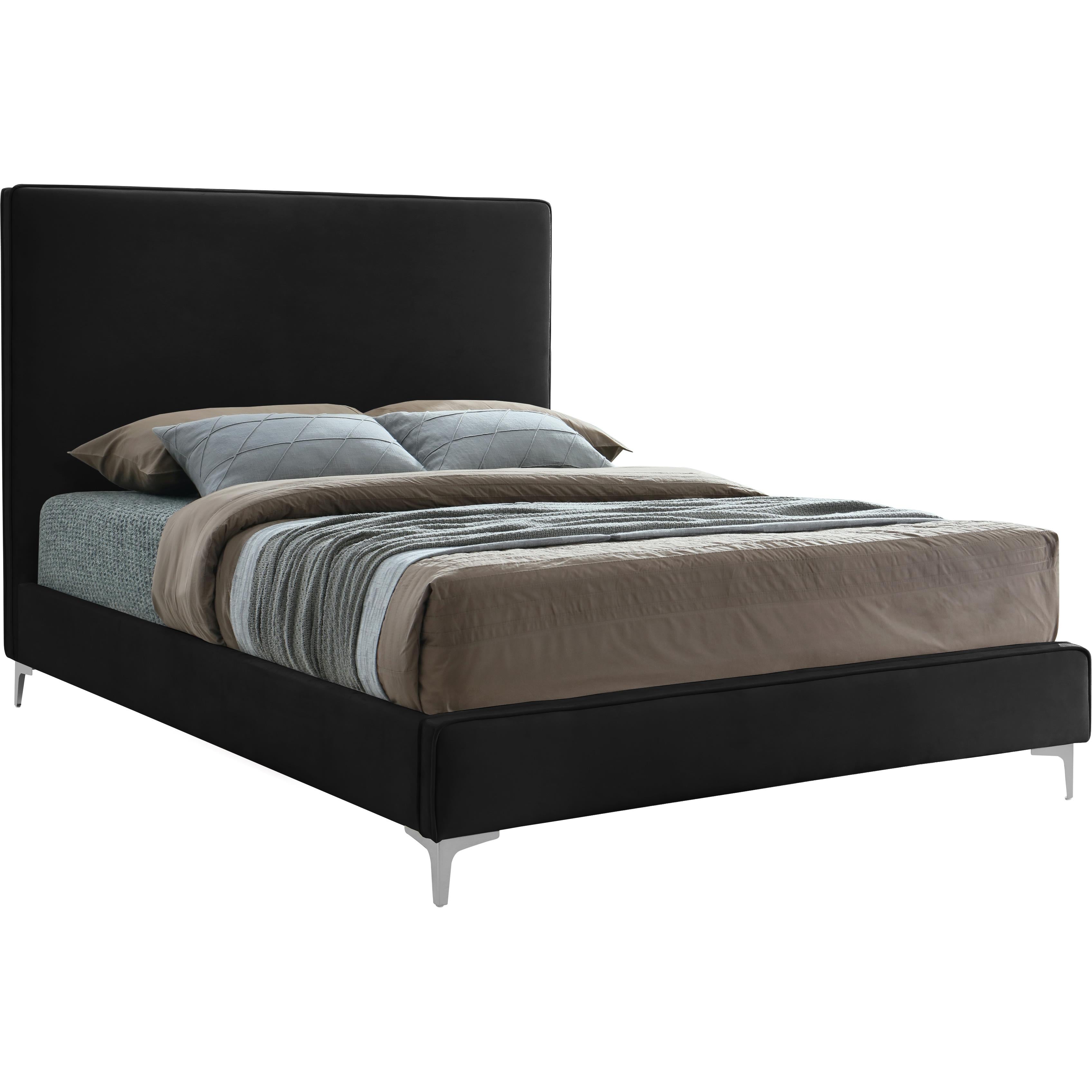 Meridian Geri Black Velvet Queen Bed