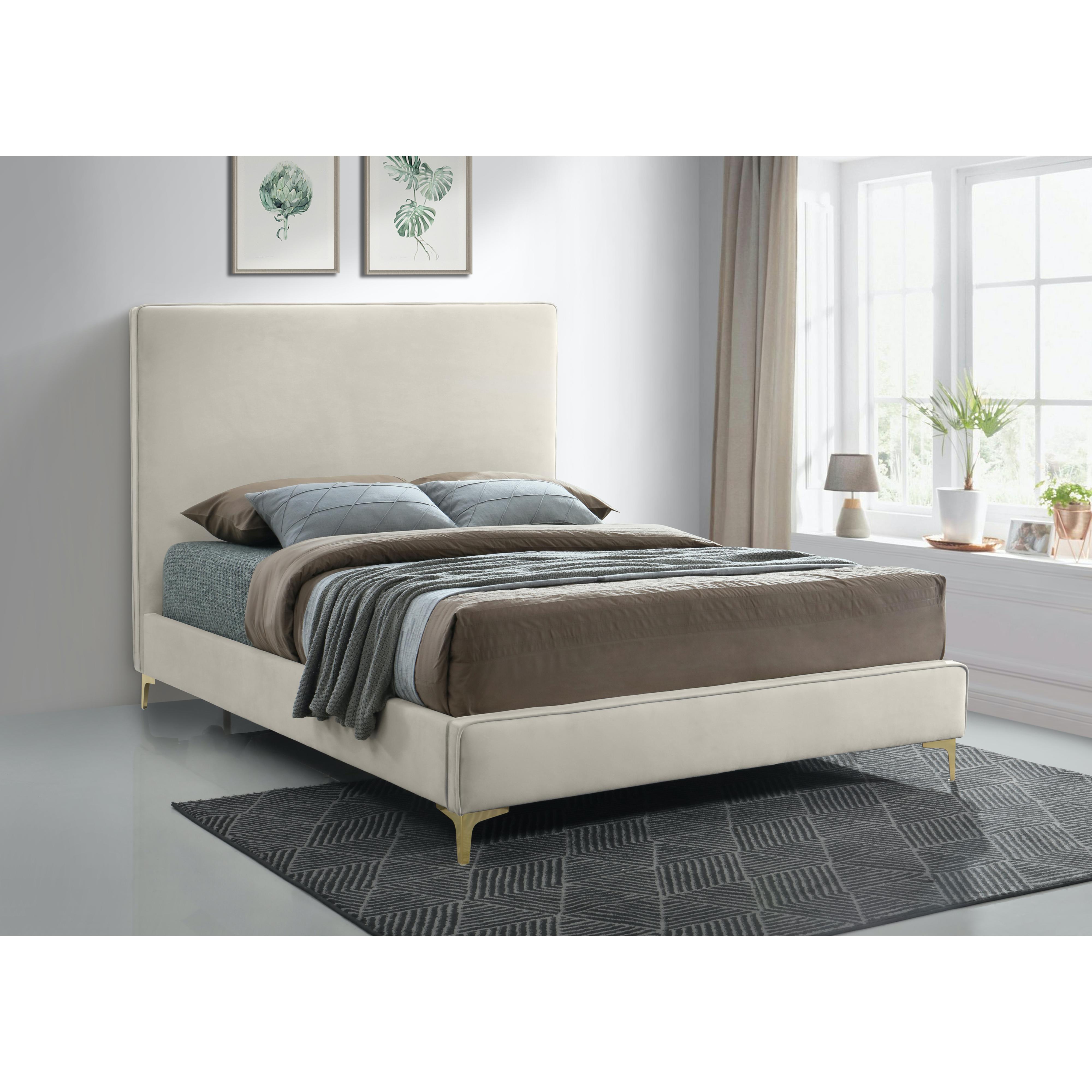 Meridian Geri Cream Velvet Queen Bed