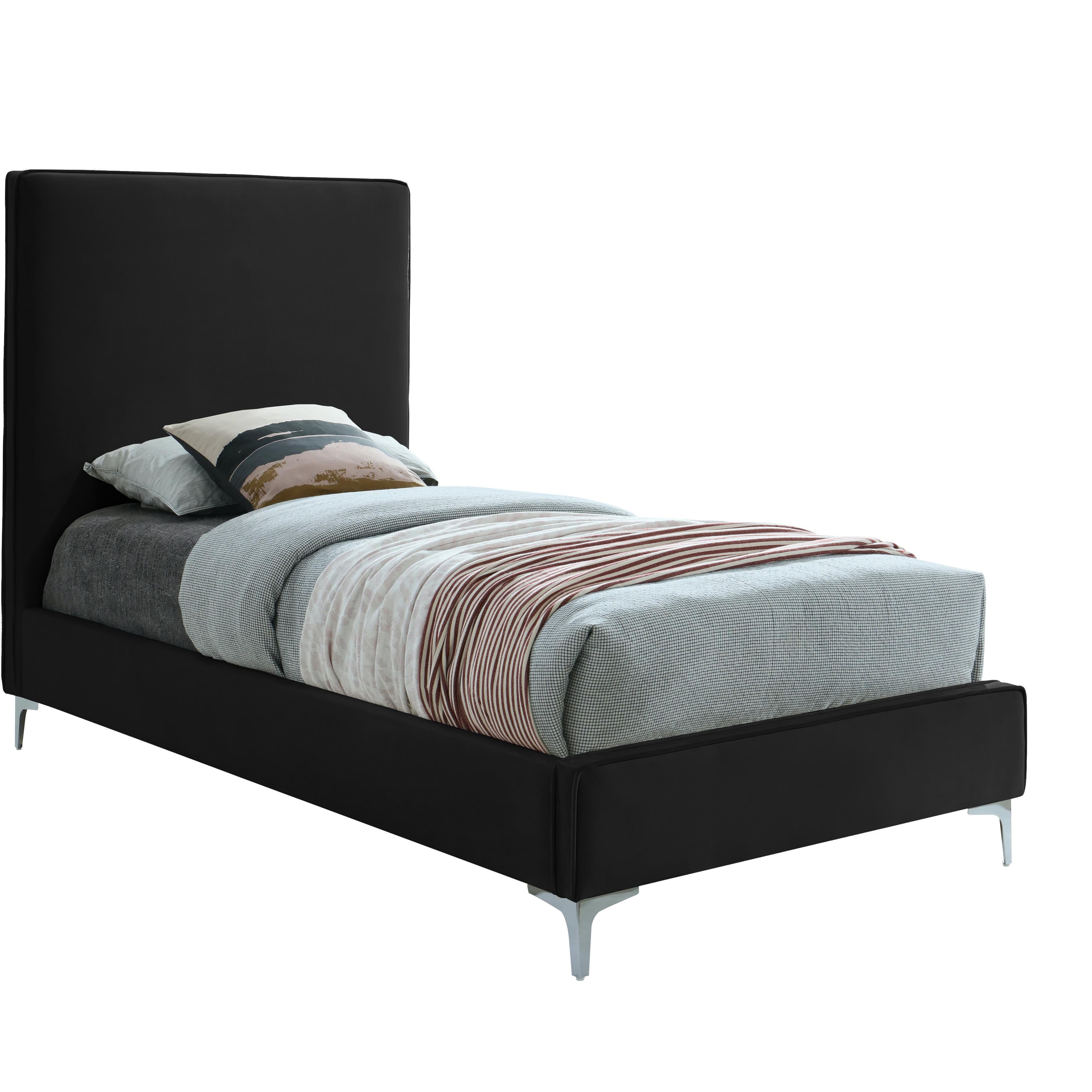 Meridian Geri Black Velvet Twin Bed