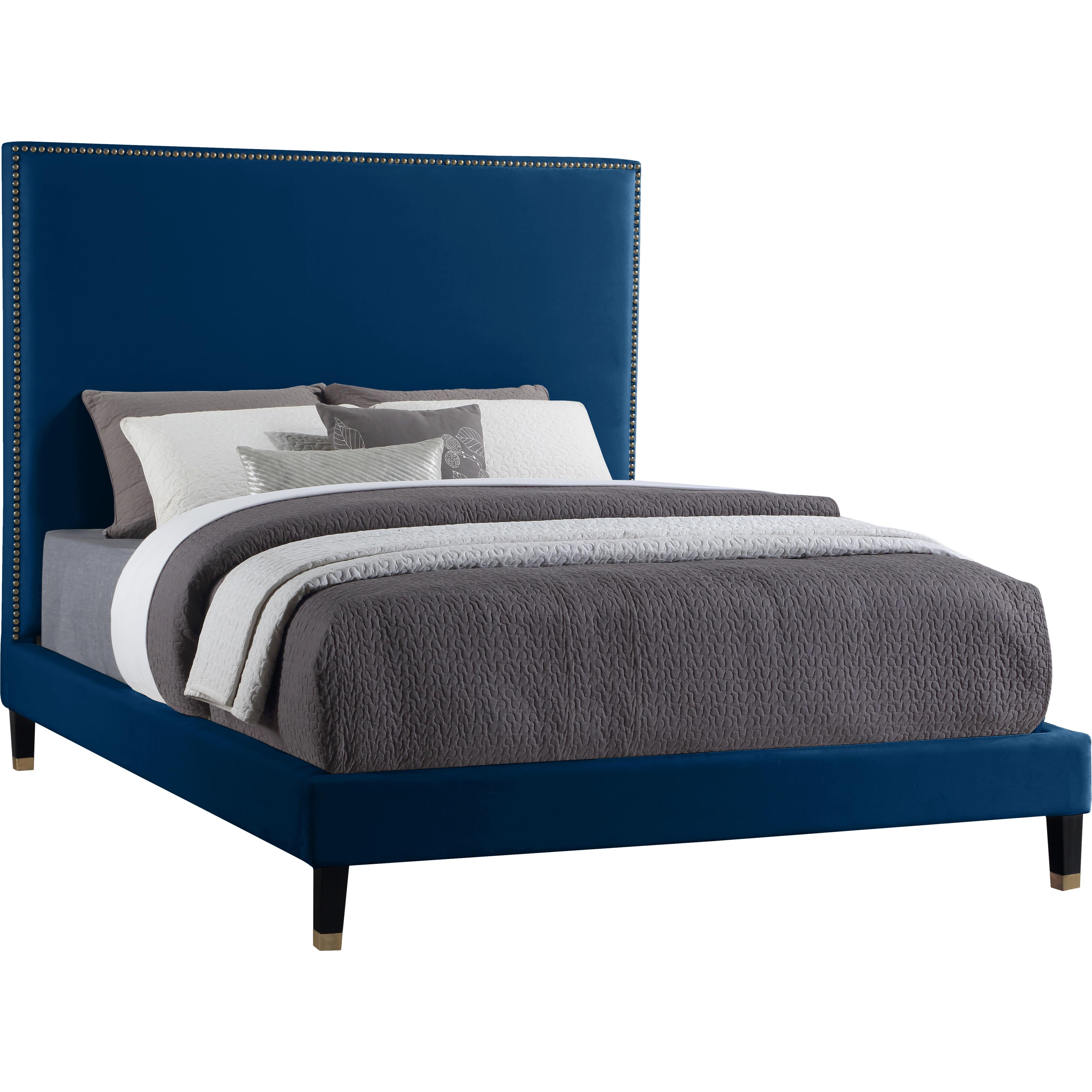 Meridian Harlie Navy Velvet King Bed