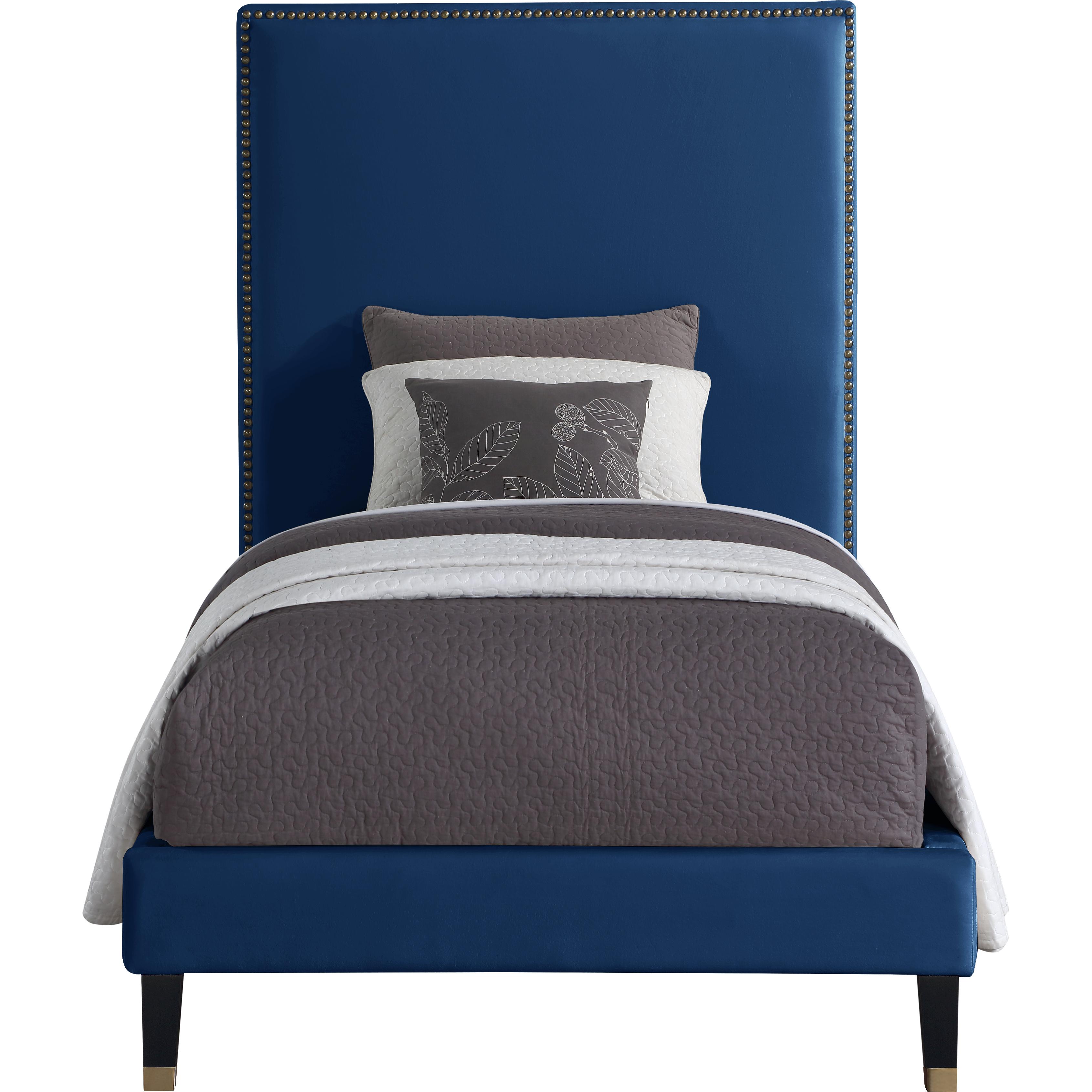Meridian Harlie Navy Velvet Twin Bed