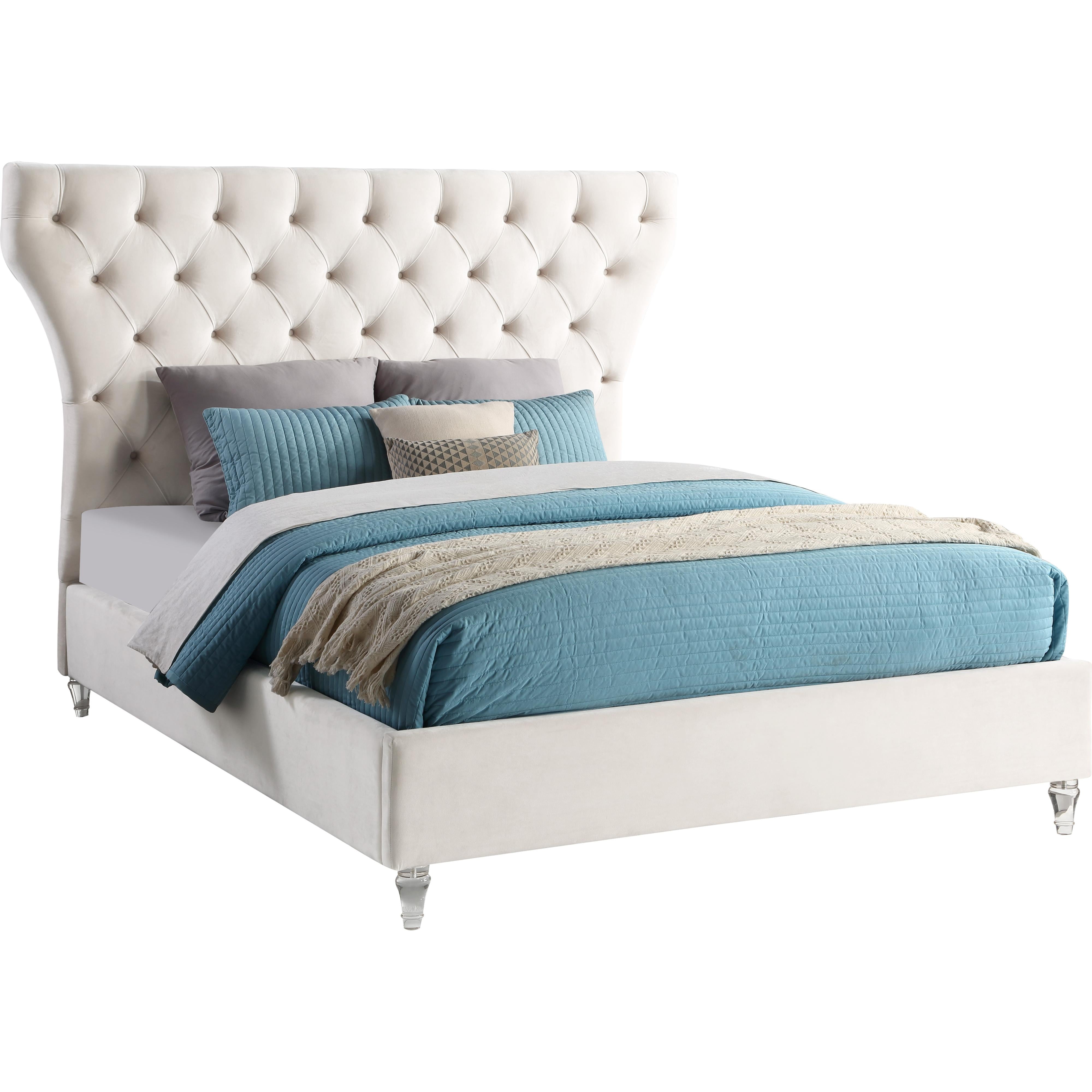 Meridian Kira Cream Velvet King Bed