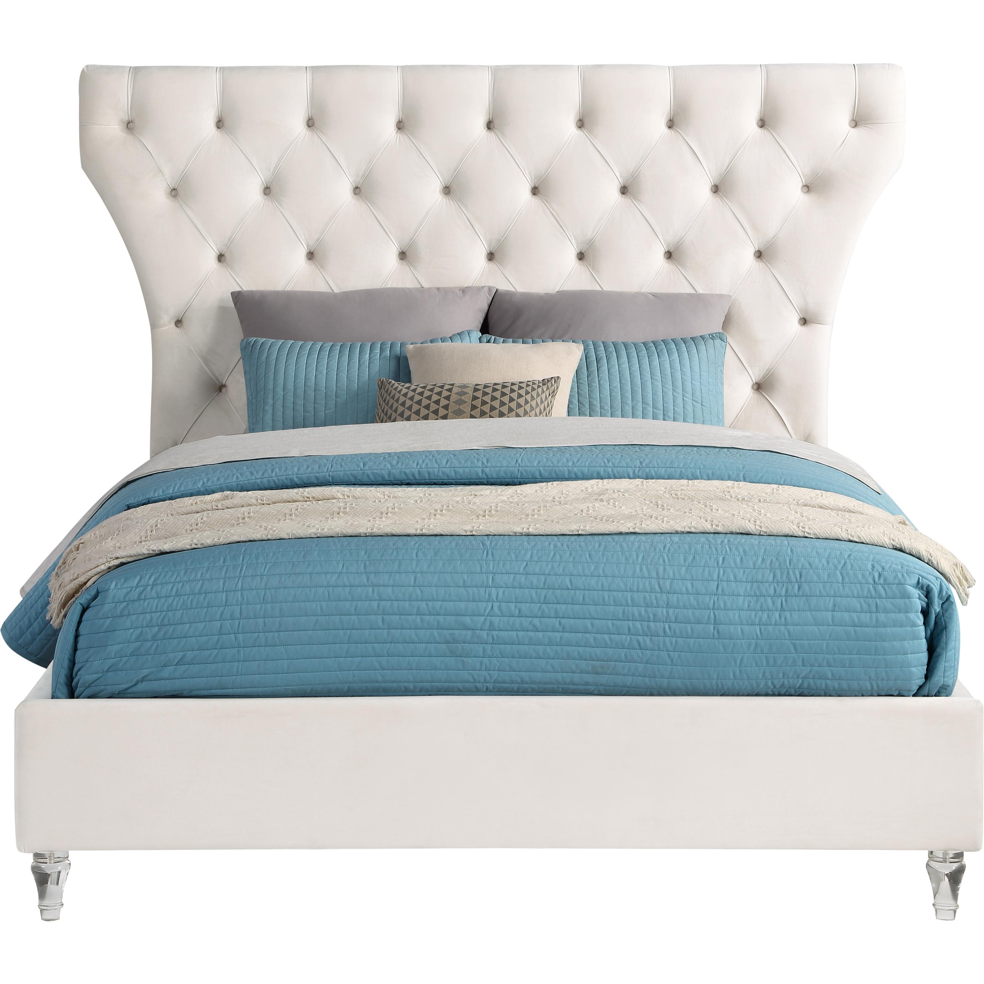 Meridian Kira Cream Velvet King Bed