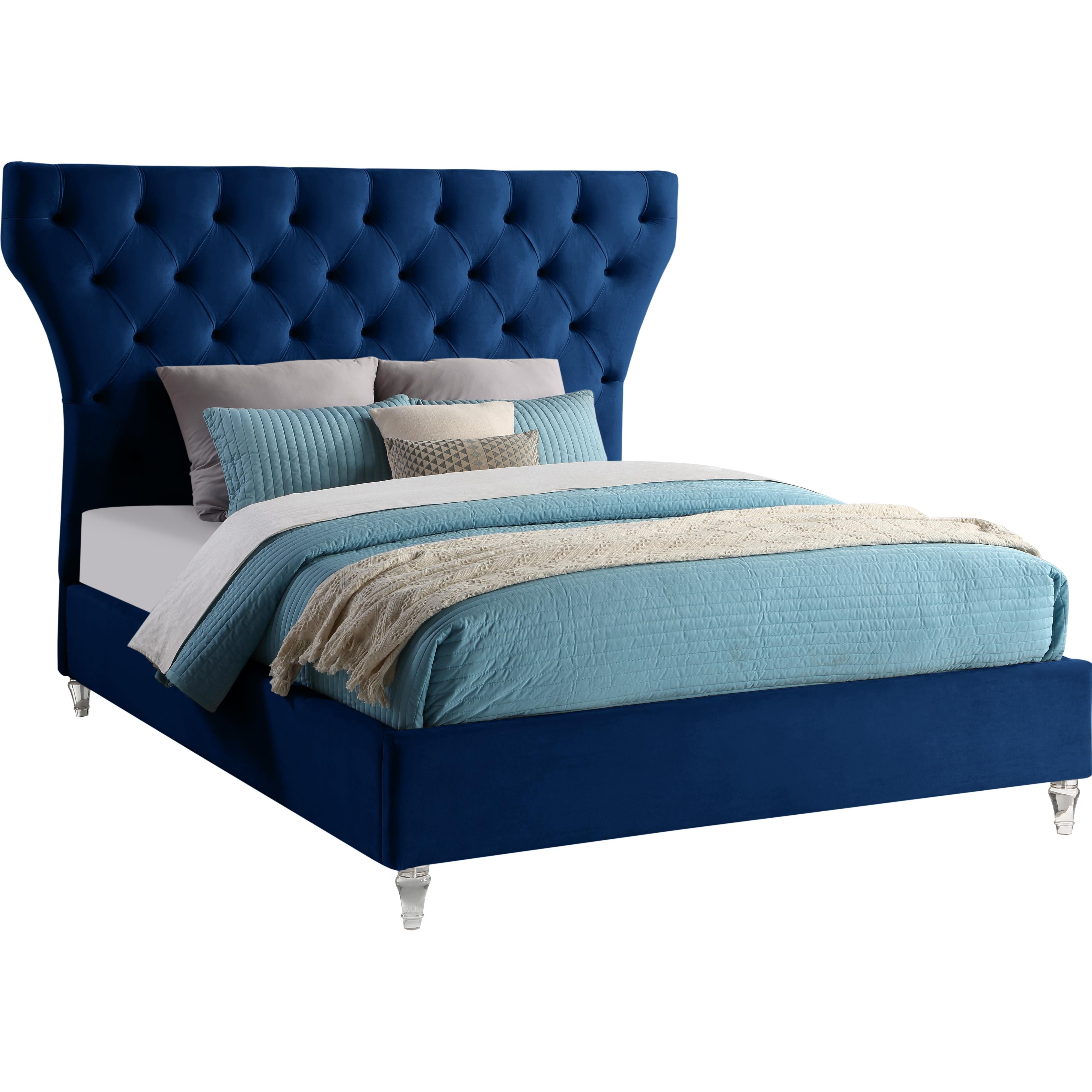 Meridian Kira Navy Velvet King Bed