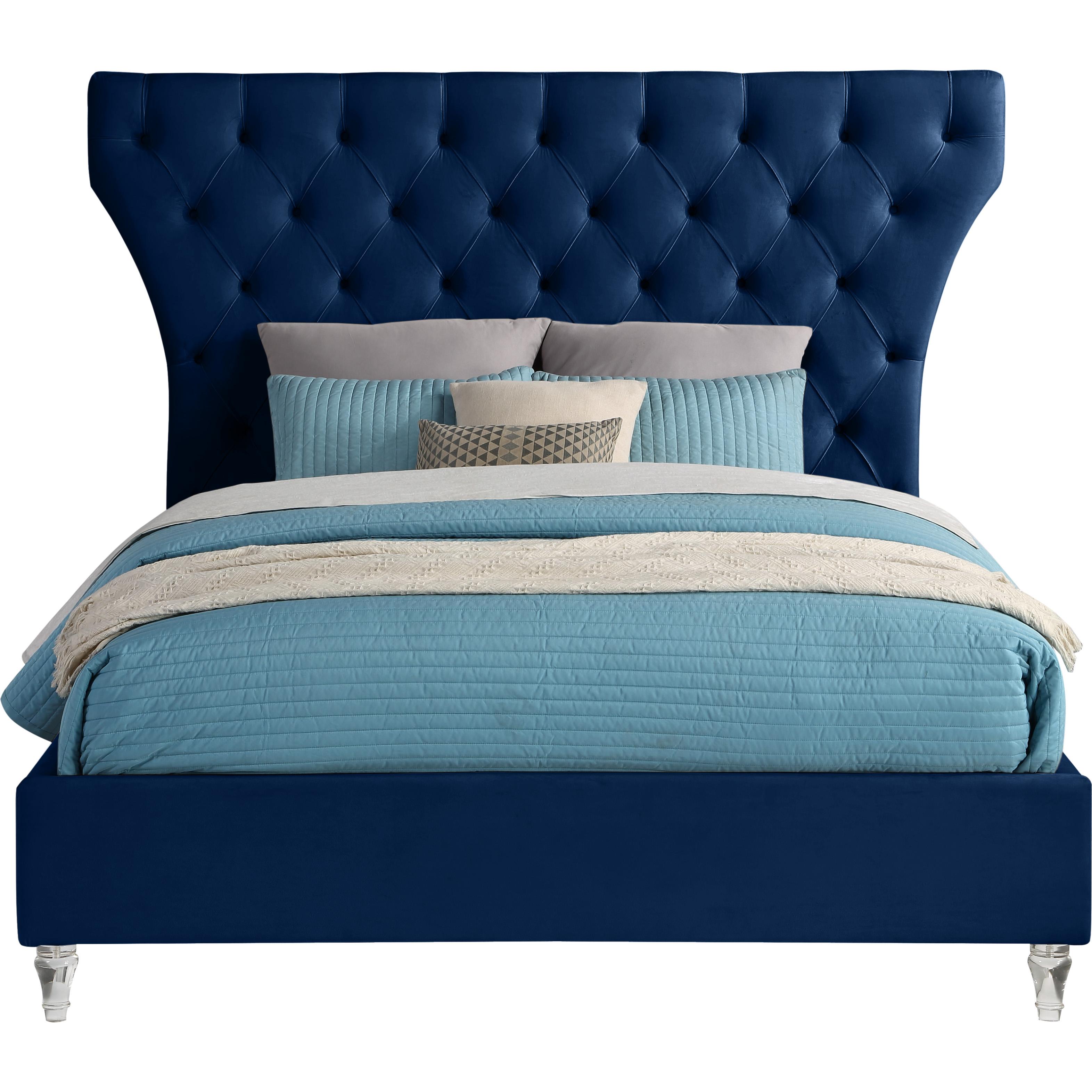 Meridian Kira Navy Velvet King Bed