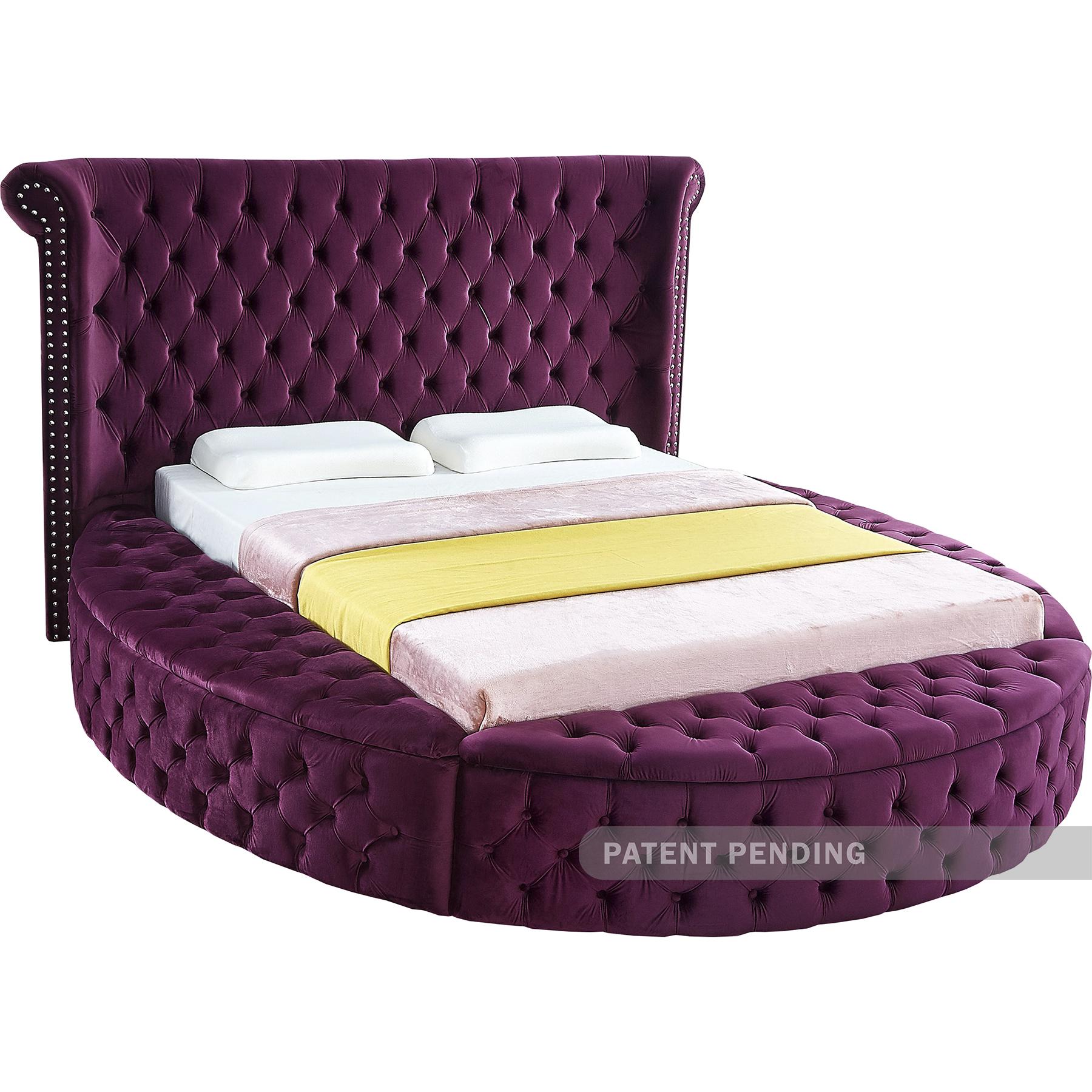 Meridian Luxus Purple Velvet Queen Bed