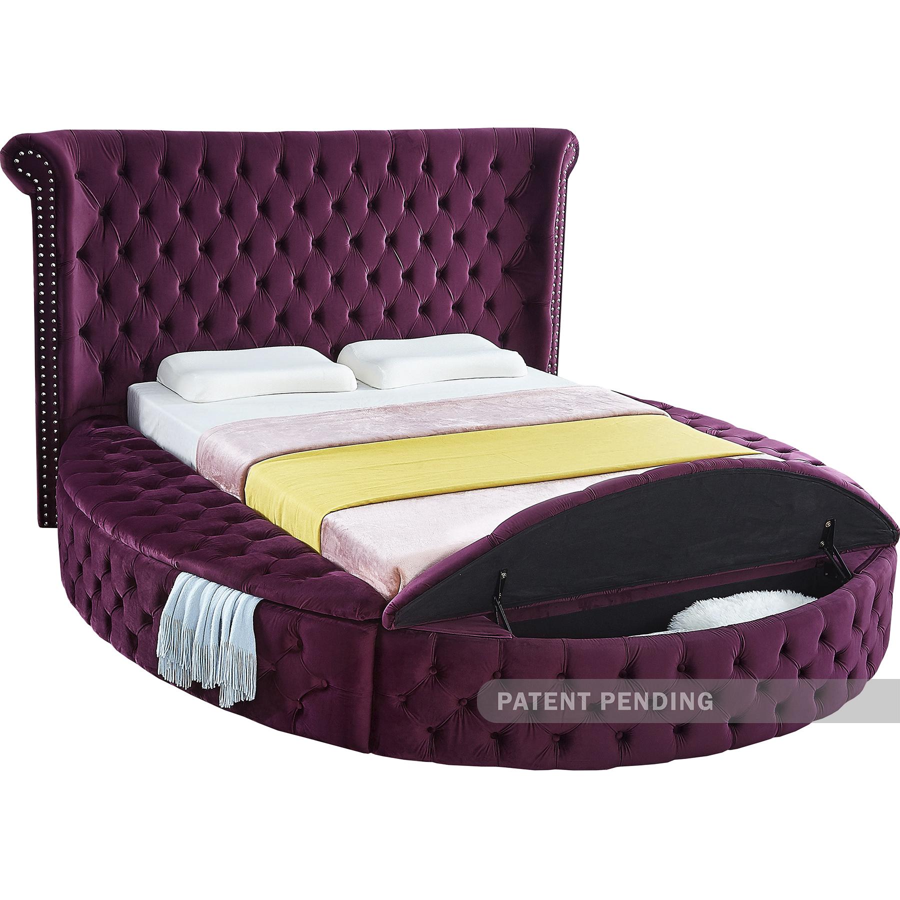Meridian Luxus Purple Velvet Queen Bed