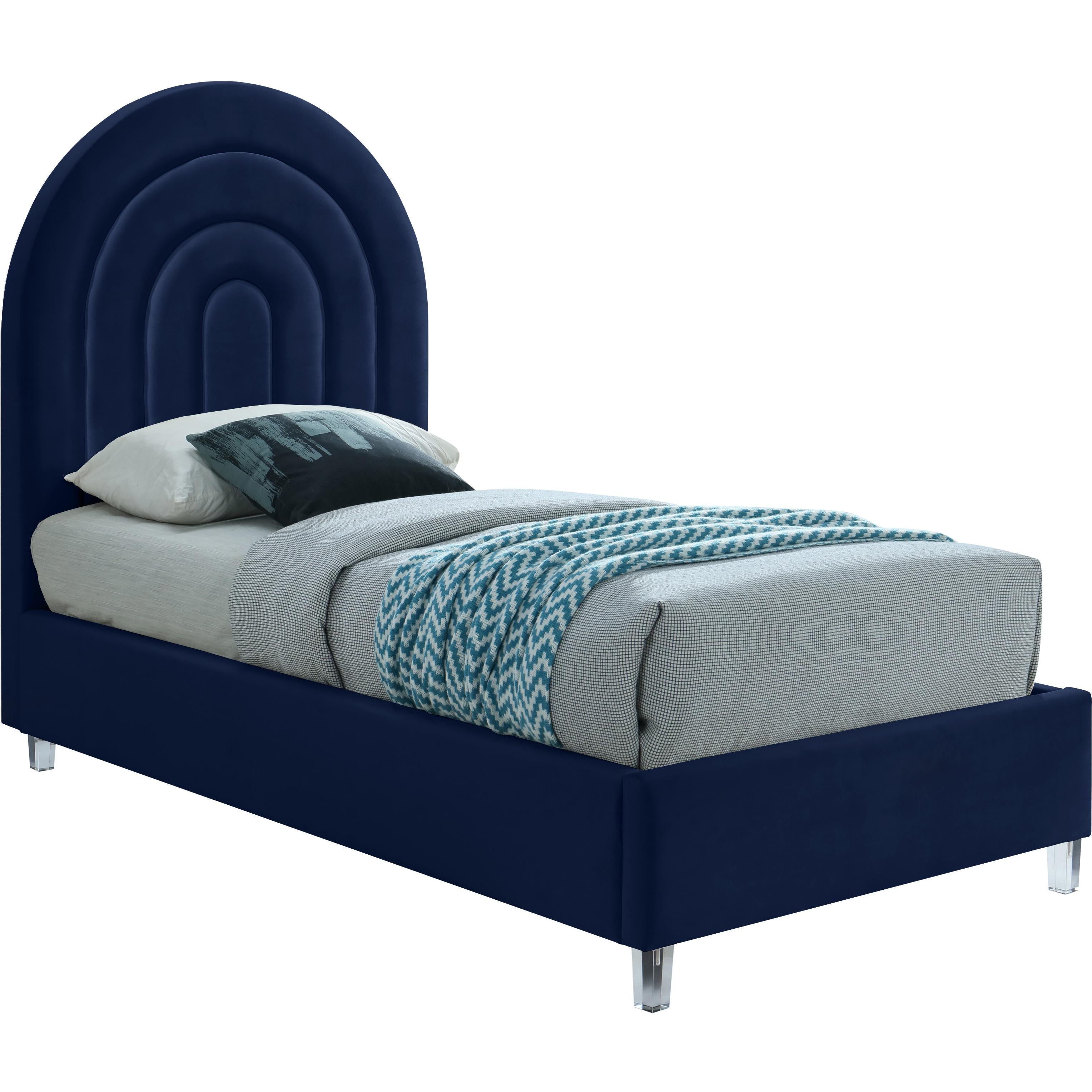 Meridian Rainbow Navy Velvet Twin Bed