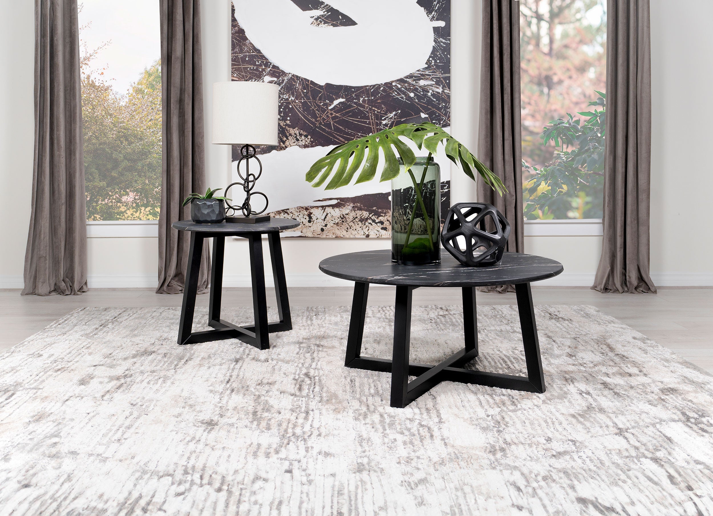 Skylark SmartTop Coffee and End Table Set Black