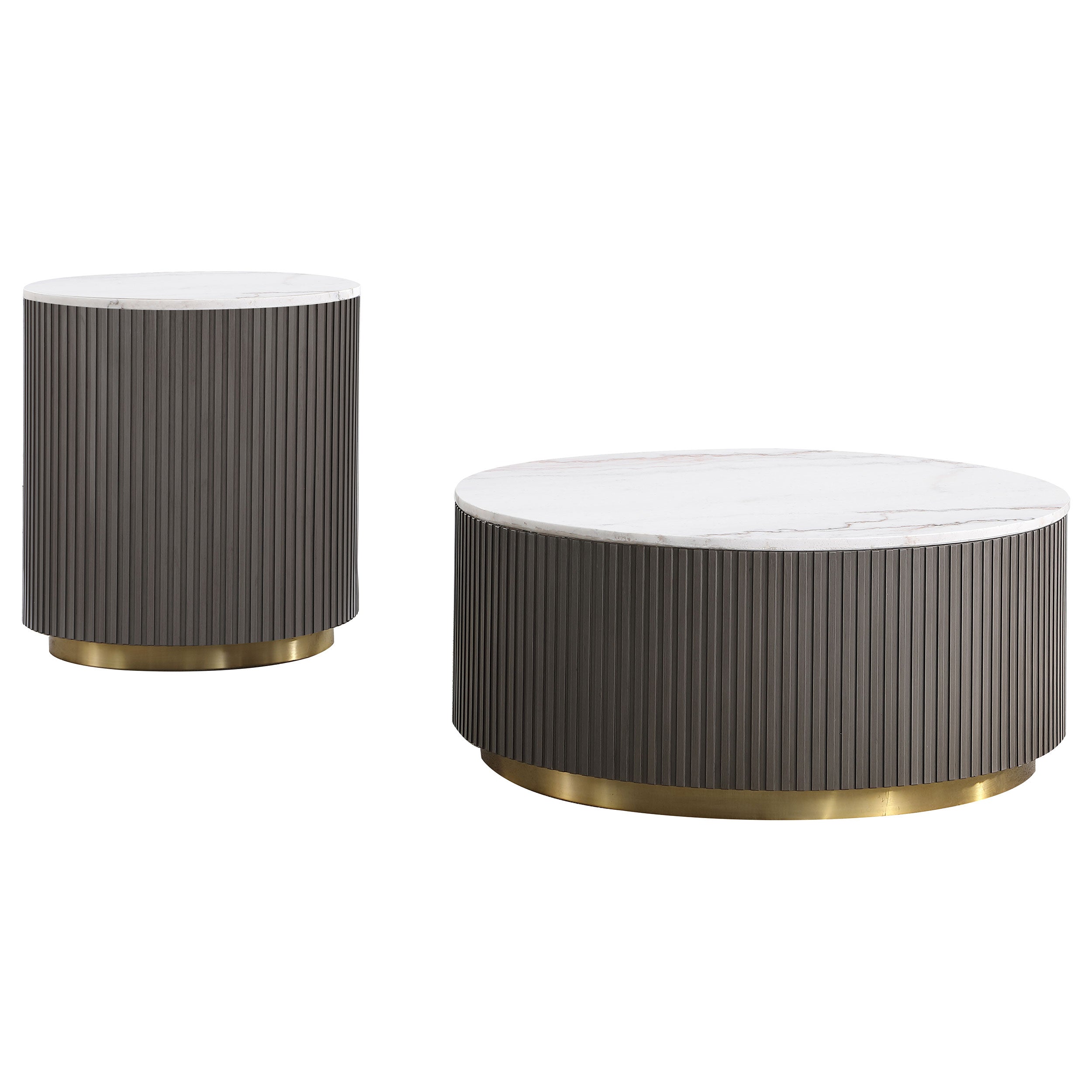 Jason Round Marble Coffee and End Table Set White