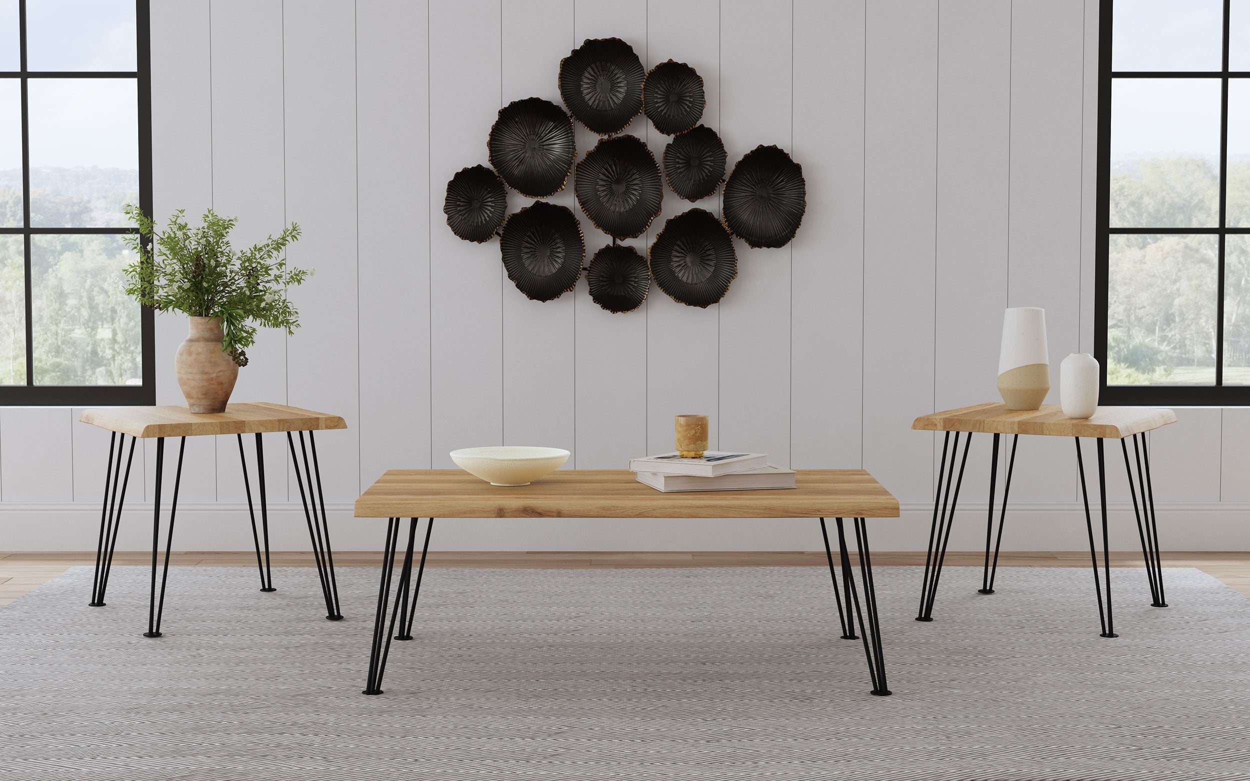 Zander Rectangular Coffee and End Table Set Natural