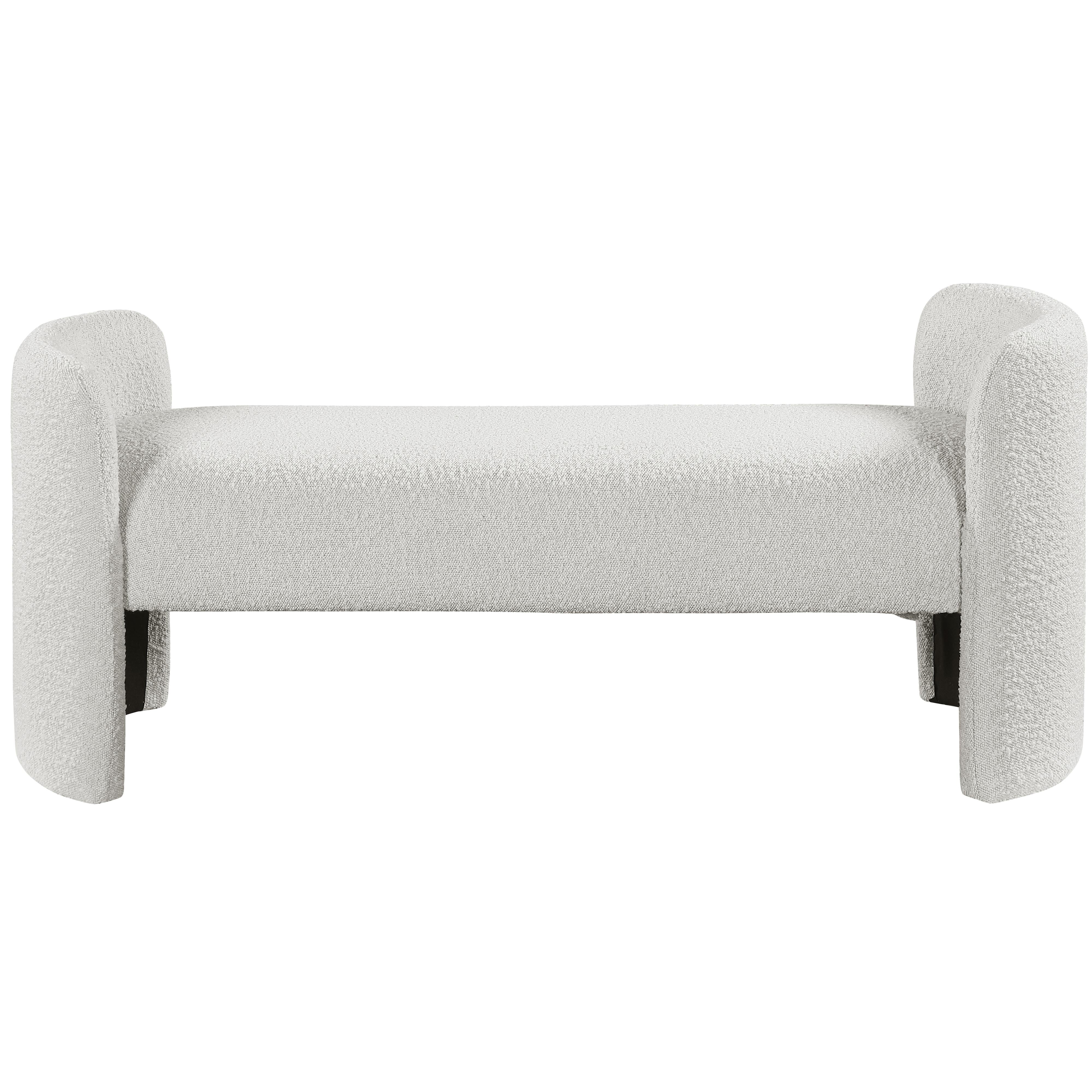 Meridian Peyton Cream Boucle Fabric Bench