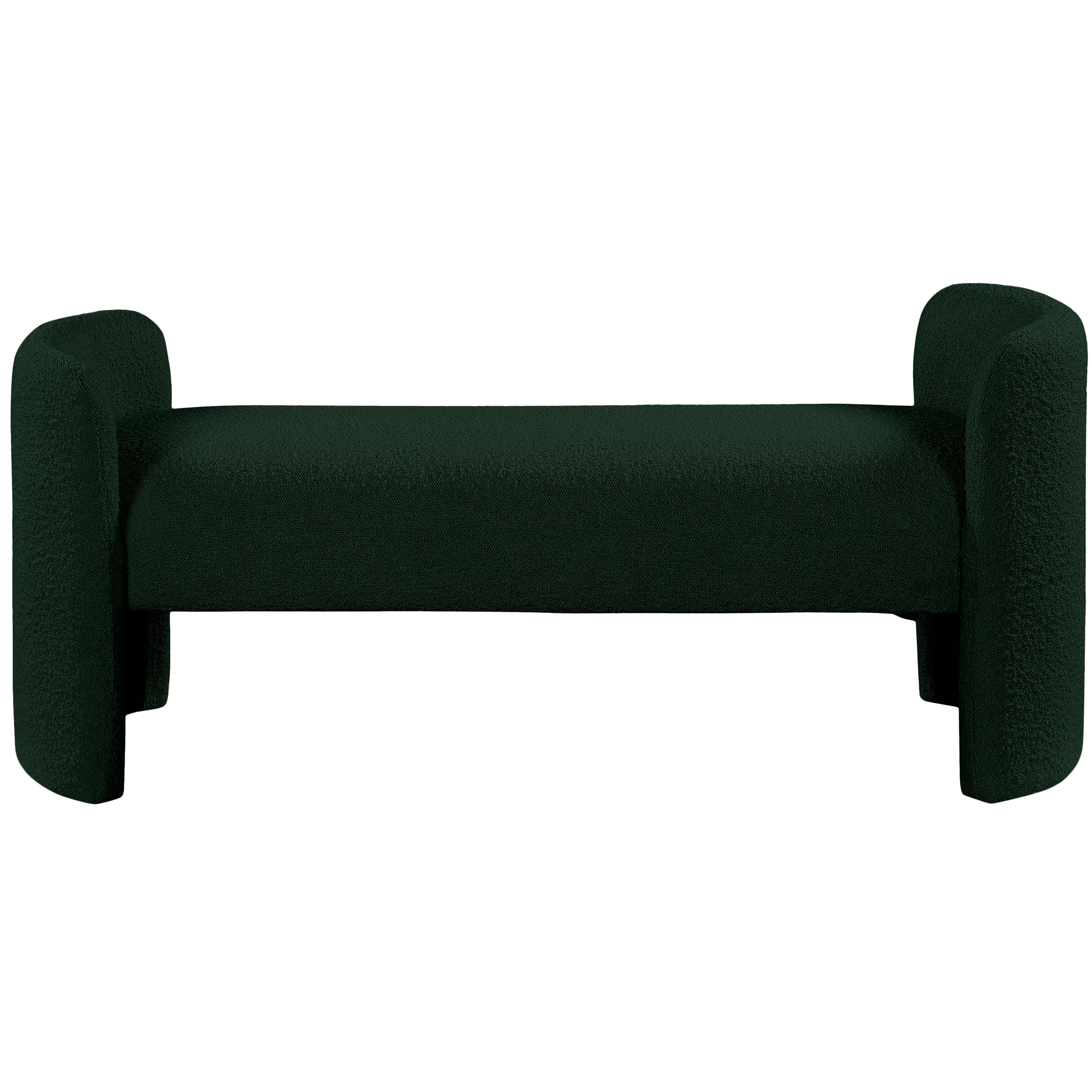 Meridian Peyton Green Boucle Fabric Bench