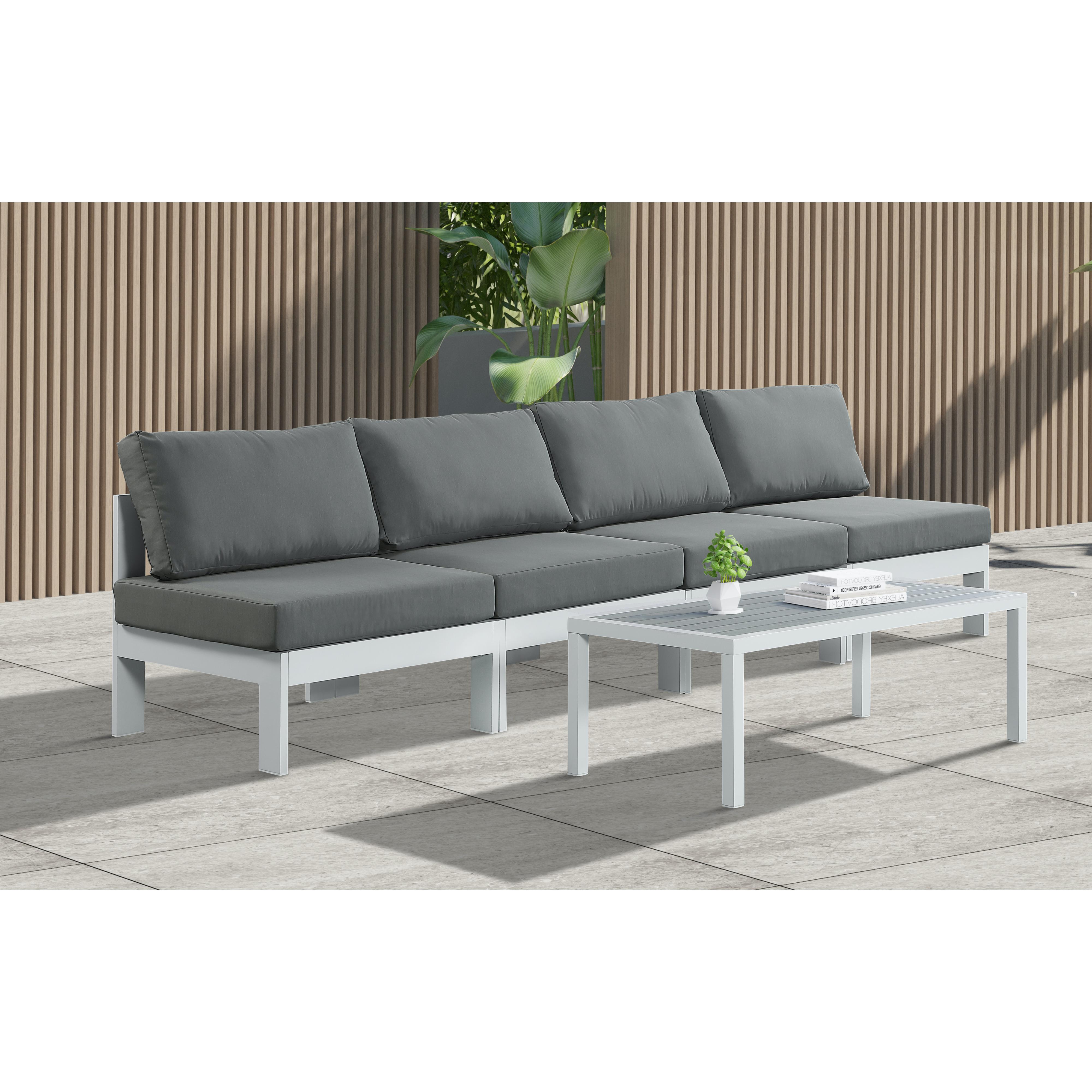 Meridian Nizuc Grey Water Resistant Fabric Outdoor Patio Modular Sofa