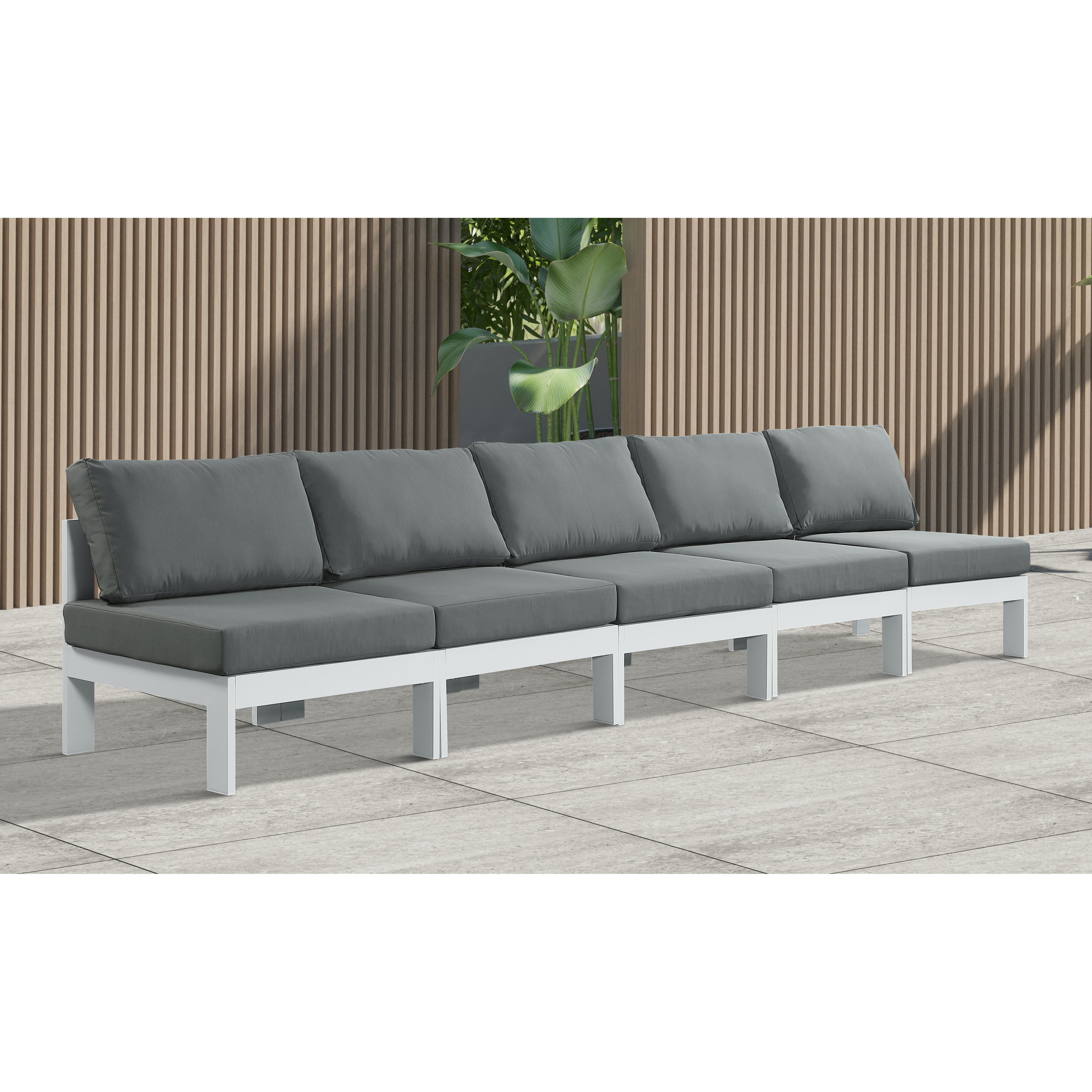 Meridian Nizuc Grey Water Resistant Fabric Outdoor Patio Modular Sofa