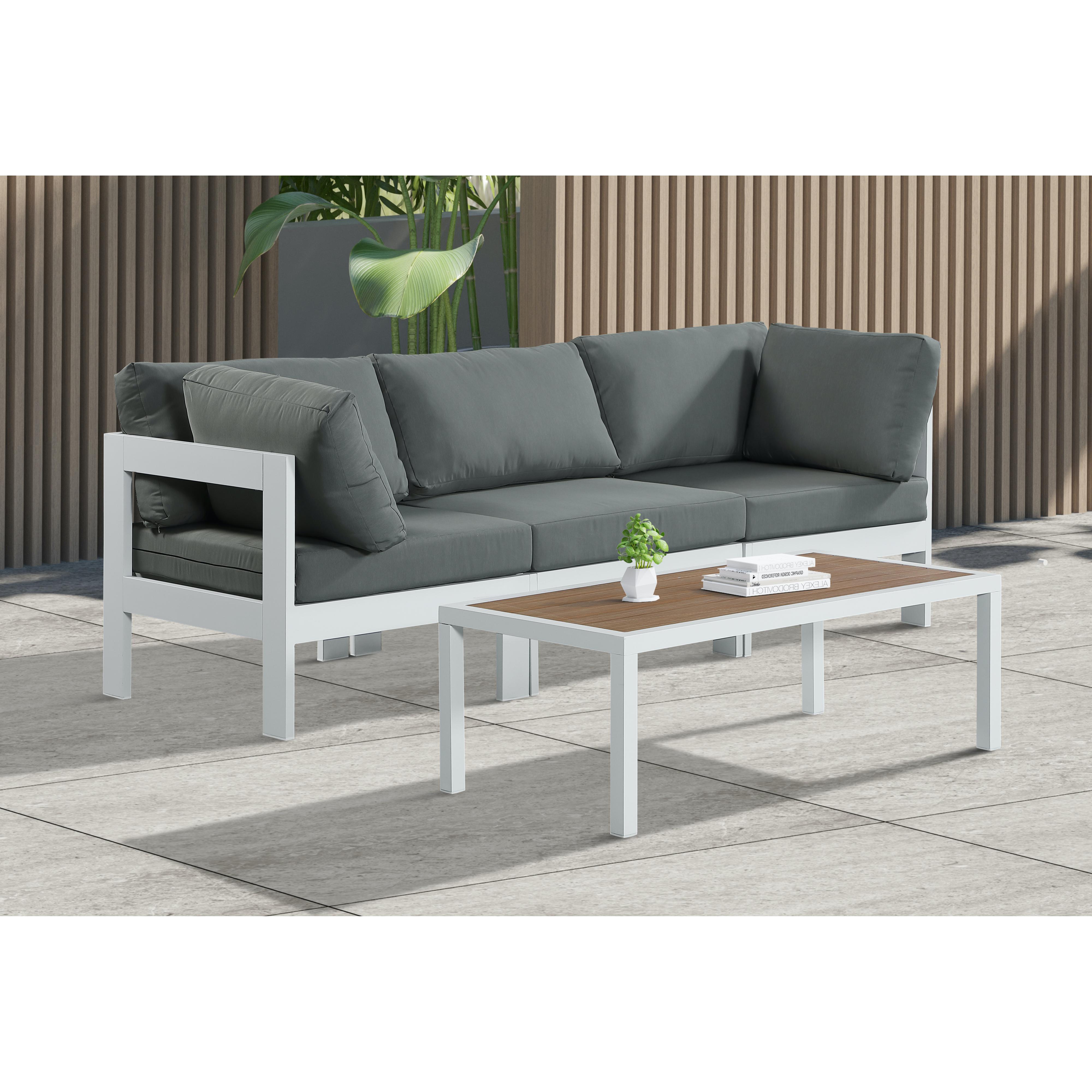 Meridian Nizuc Grey Water Resistant Fabric Outdoor Patio Modular Sofa