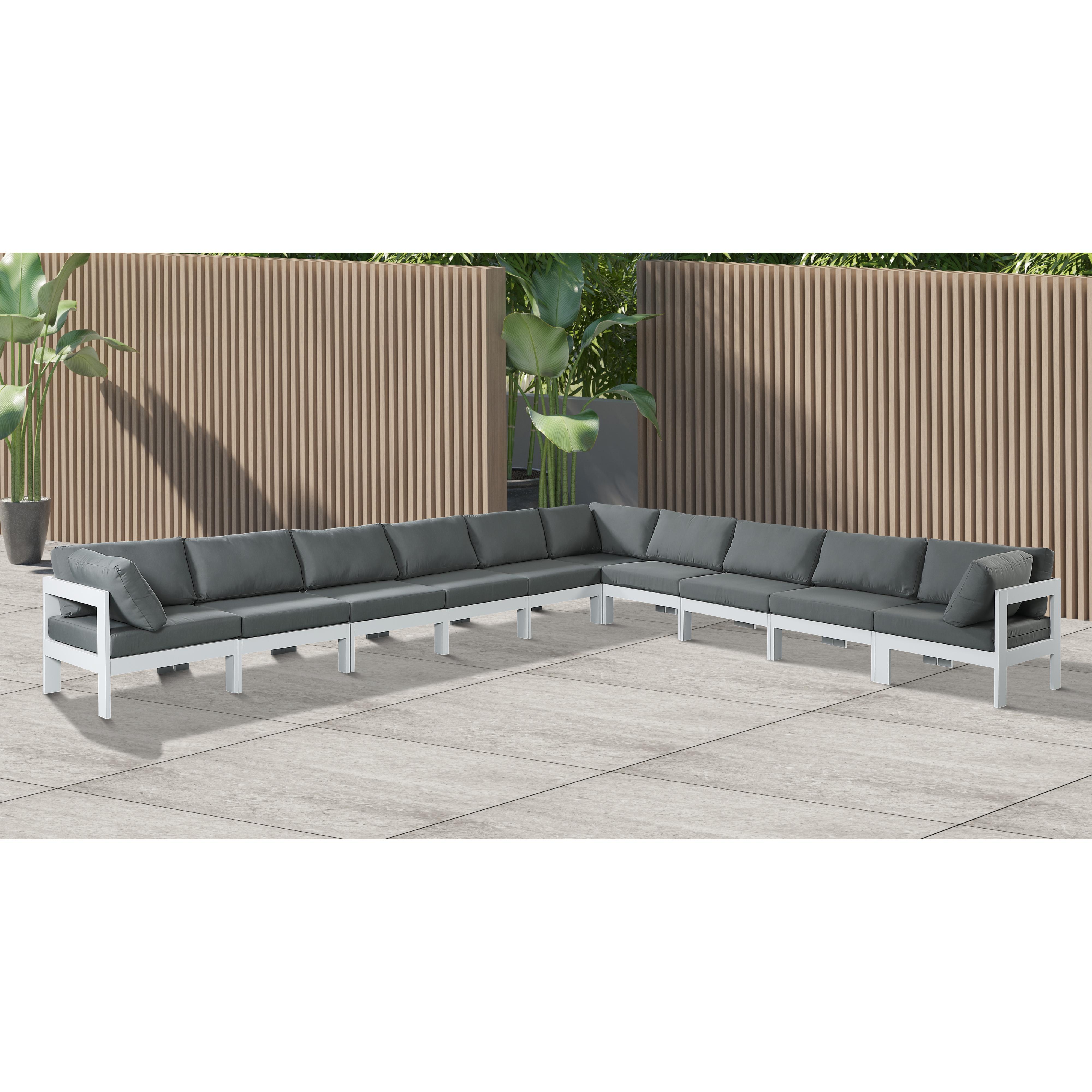 Meridian Nizuc Grey Water Resistant Fabric Outdoor Patio Modular Sectional