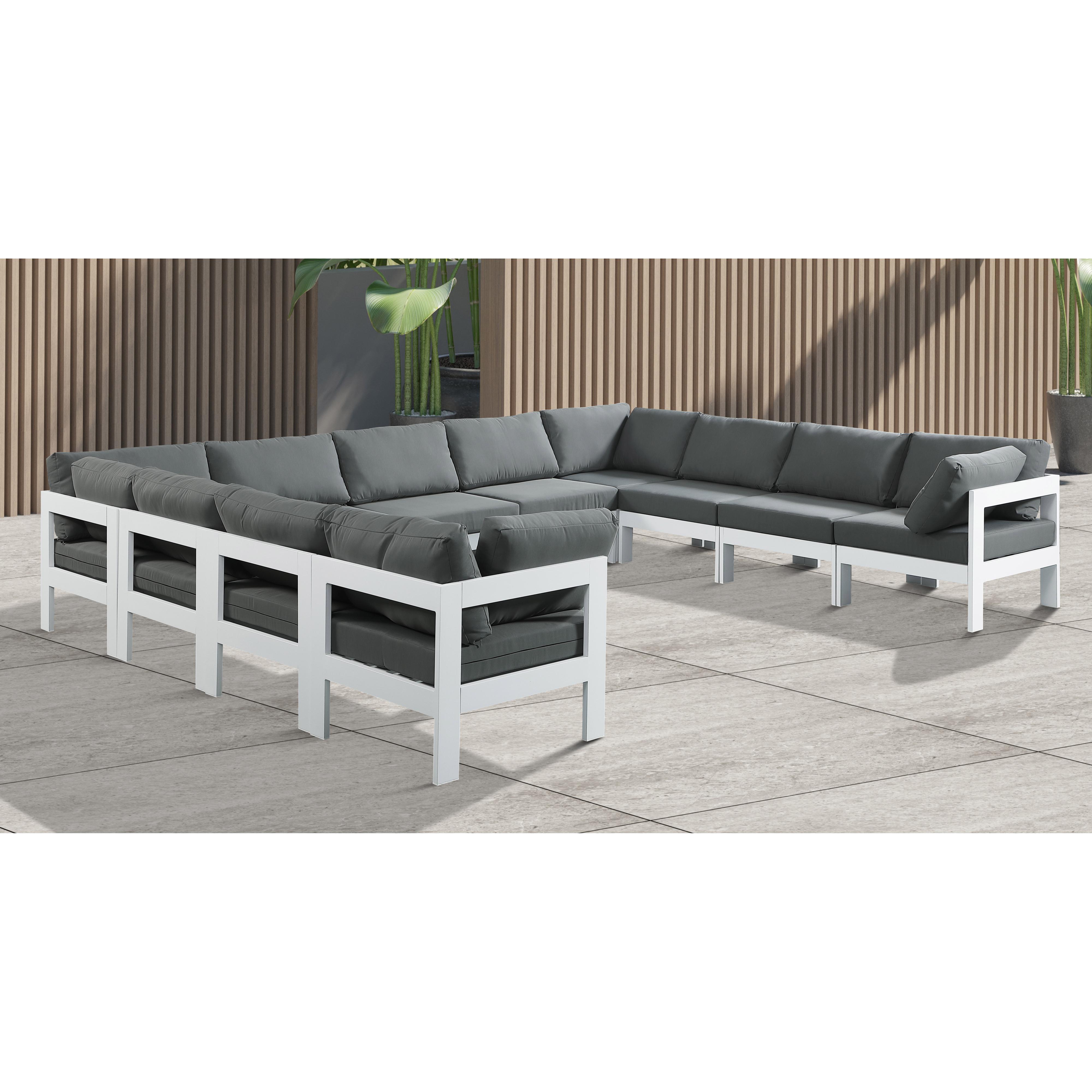 Meridian Nizuc Grey Water Resistant Fabric Outdoor Patio Modular Sectional