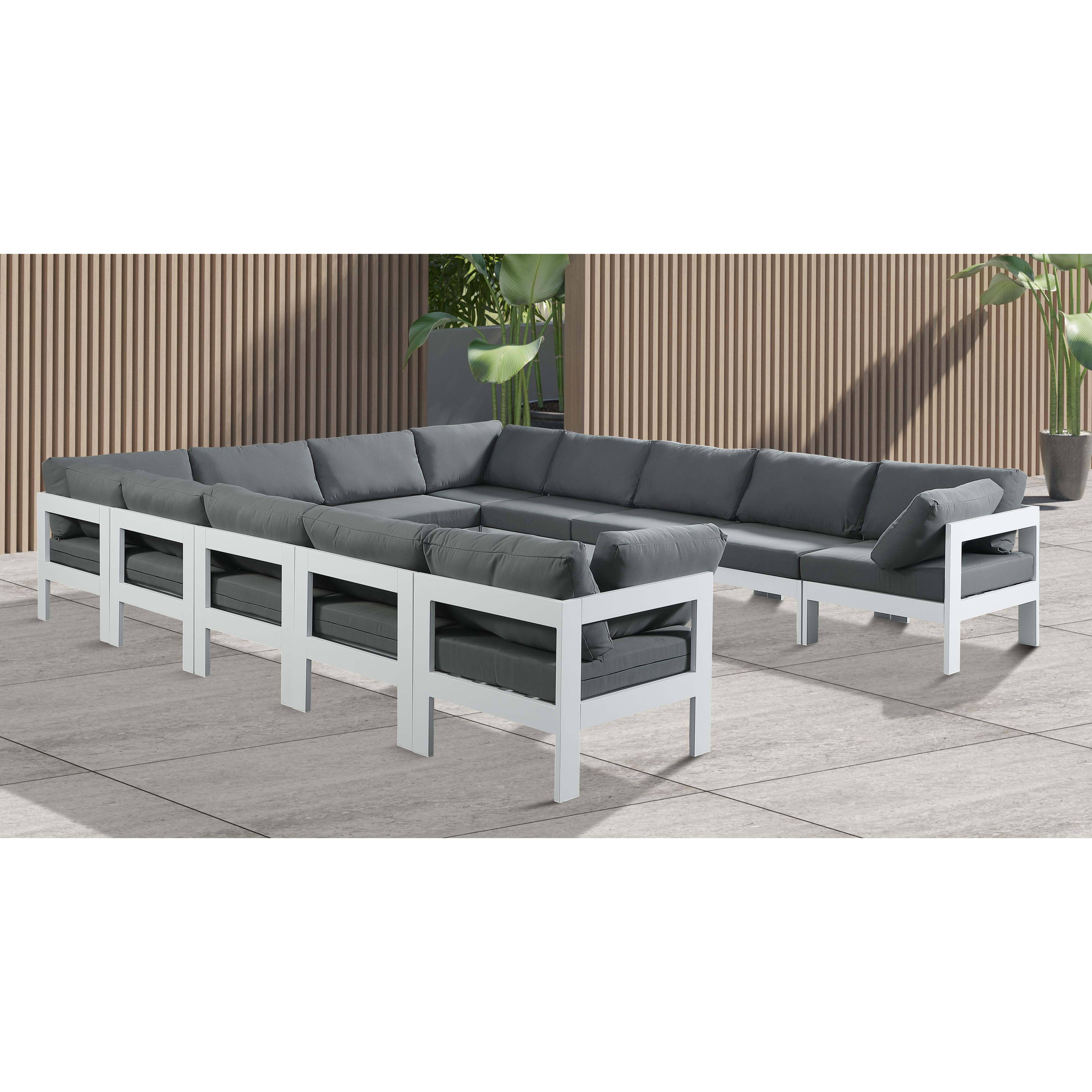 Meridian Nizuc Grey Water Resistant Fabric Outdoor Patio Modular Sectional