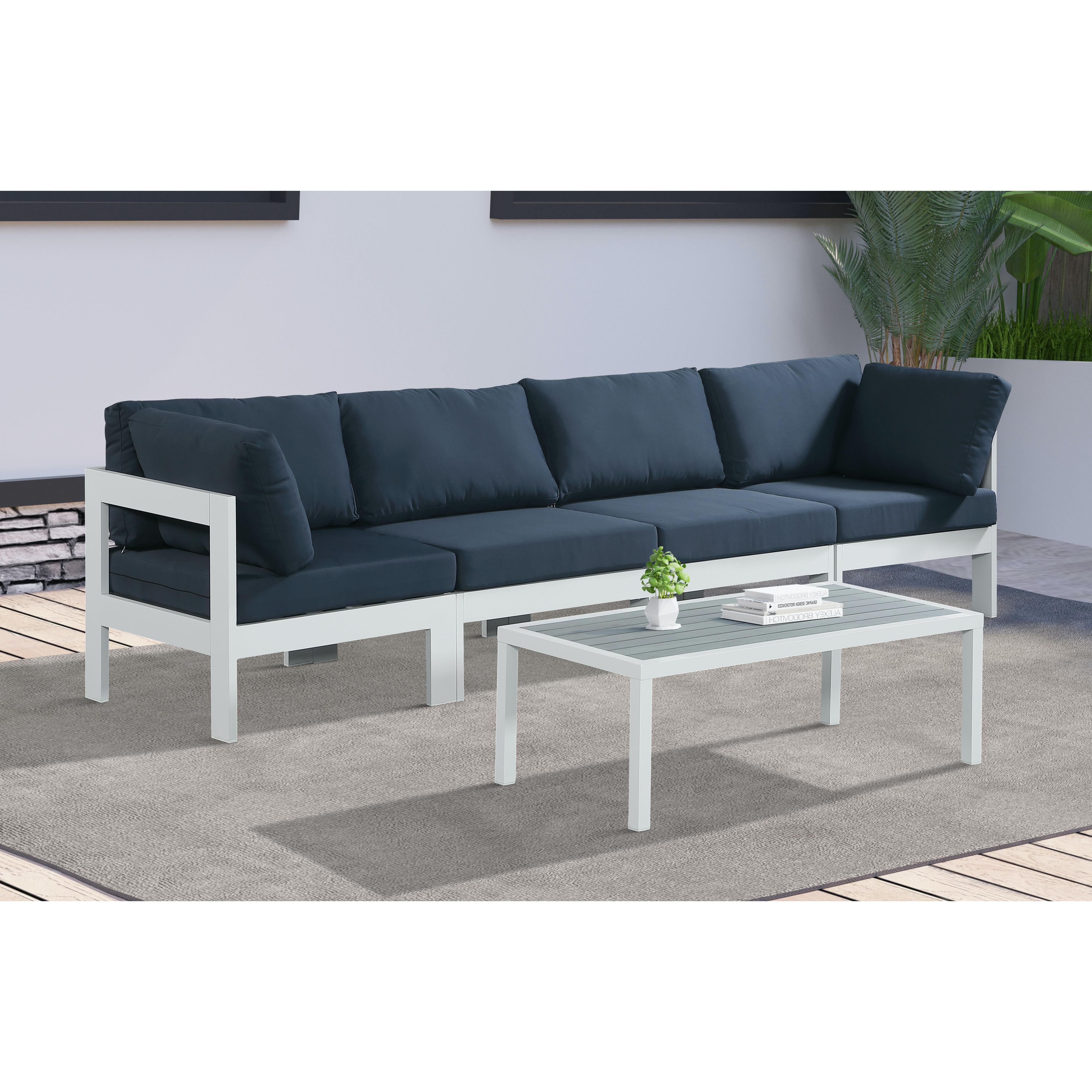 Meridian Nizuc Navy Water Resistant Fabric Outdoor Patio Modular Sofa