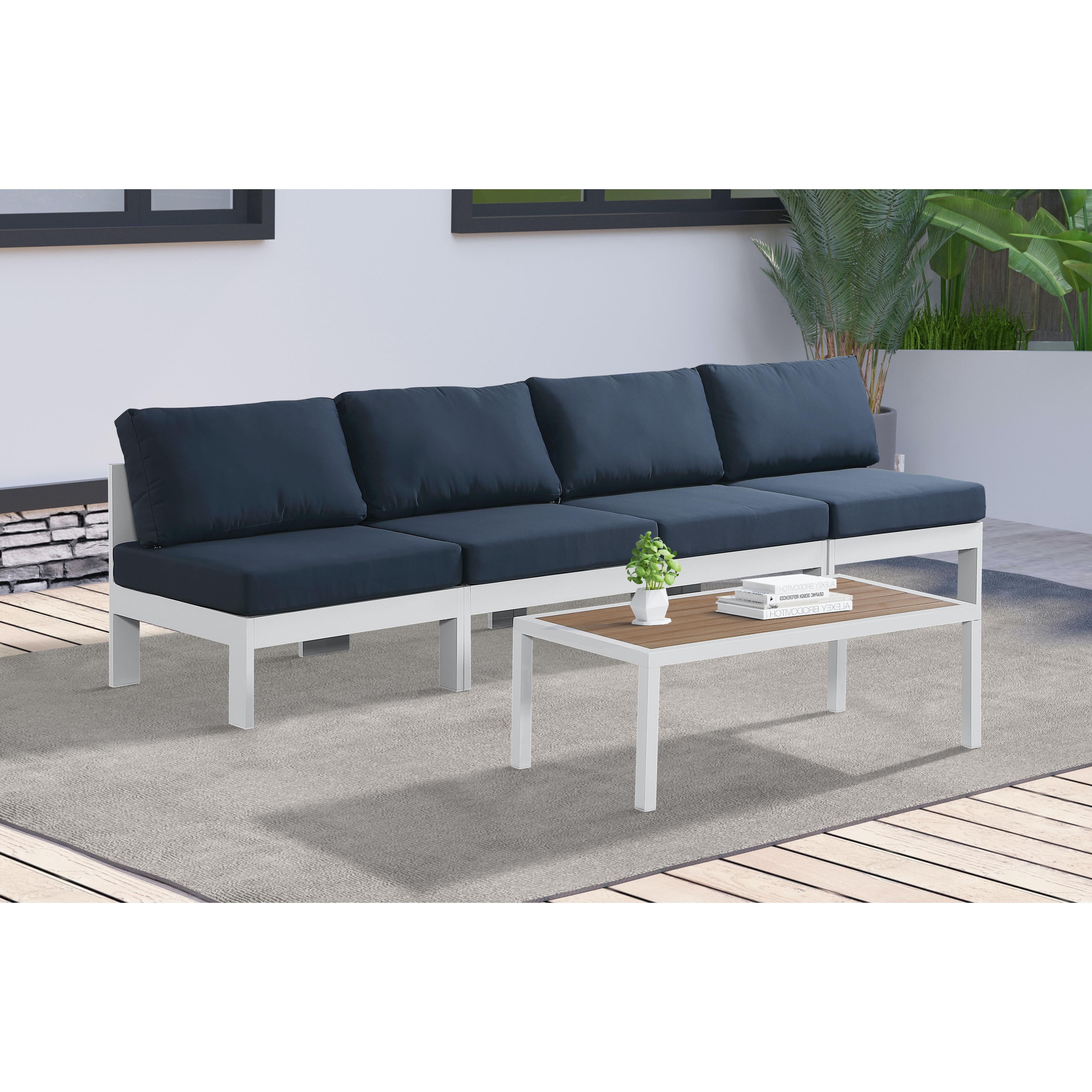 Meridian Nizuc Navy Water Resistant Fabric Outdoor Patio Modular Sofa