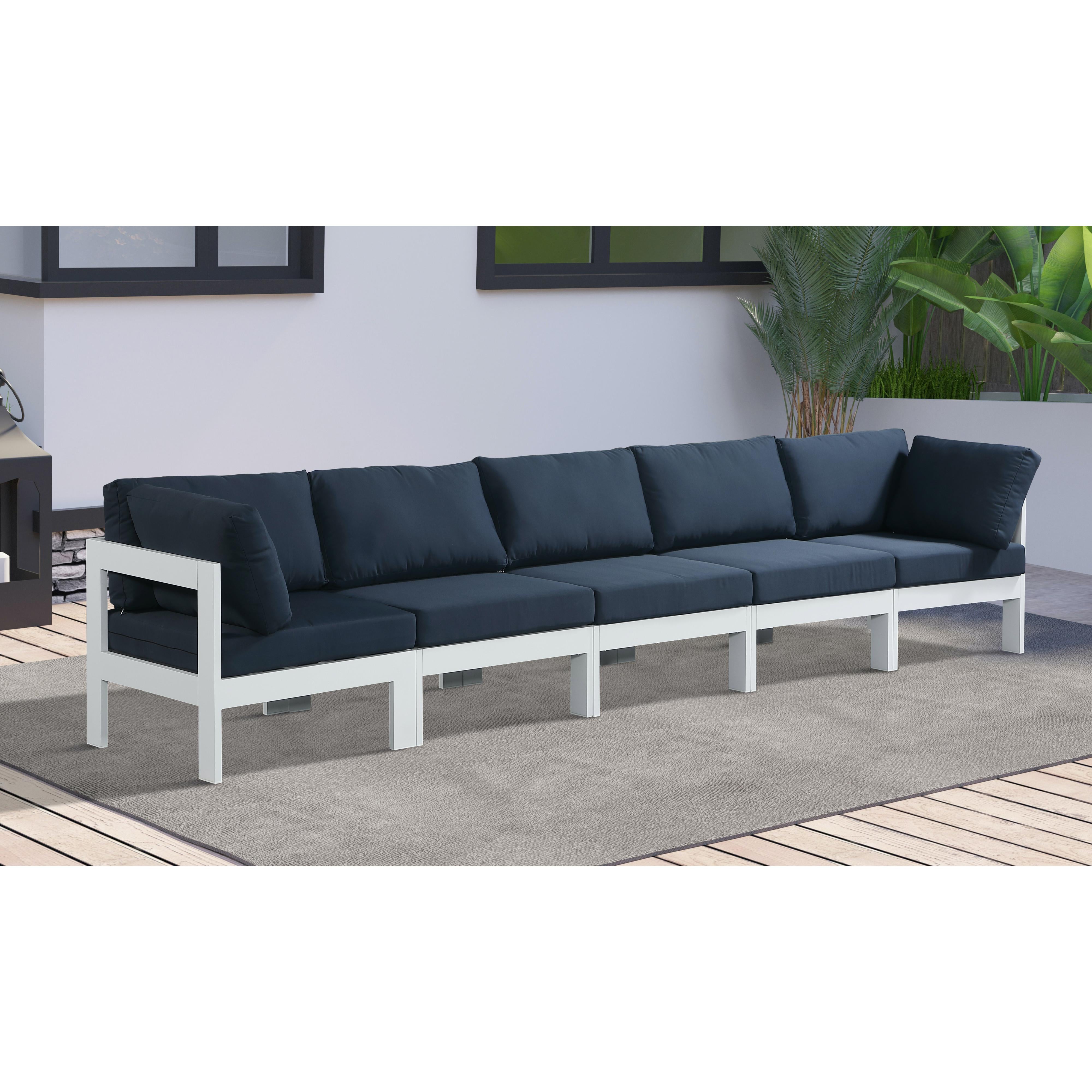 Meridian Nizuc Navy Water Resistant Fabric Outdoor Patio Modular Sofa