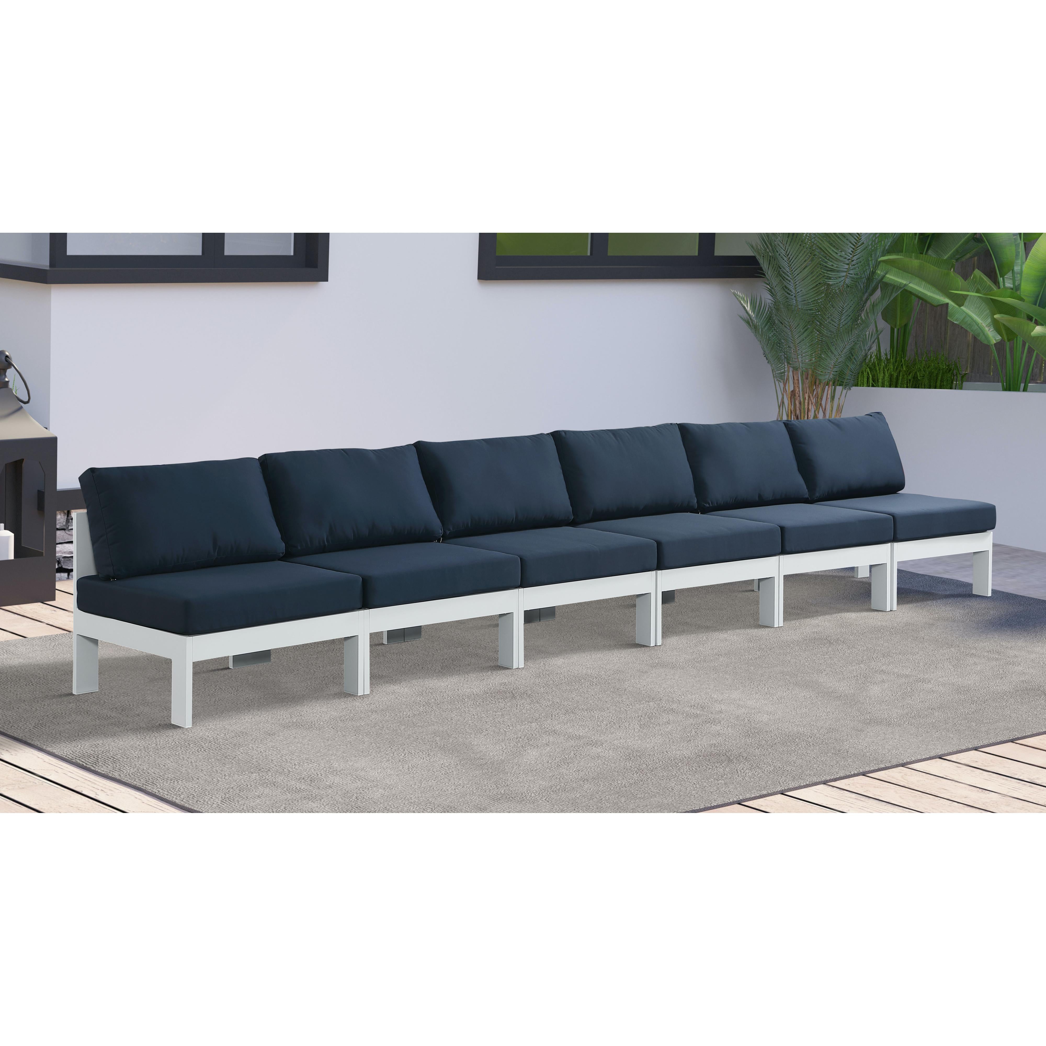 Meridian Nizuc Navy Water Resistant Fabric Outdoor Patio Modular Sofa