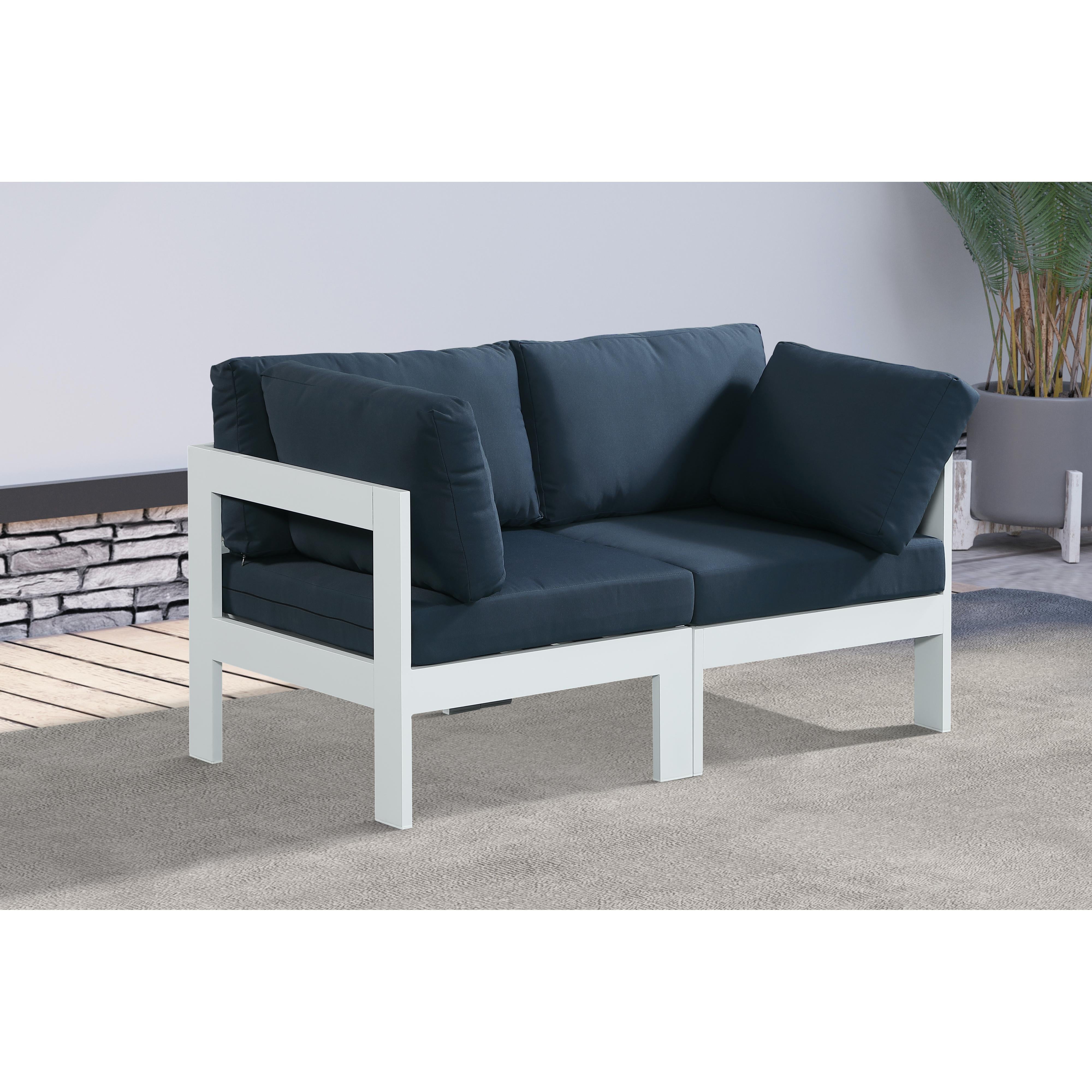Meridian Nizuc Navy Water Resistant Fabric Outdoor Patio Modular Sofa
