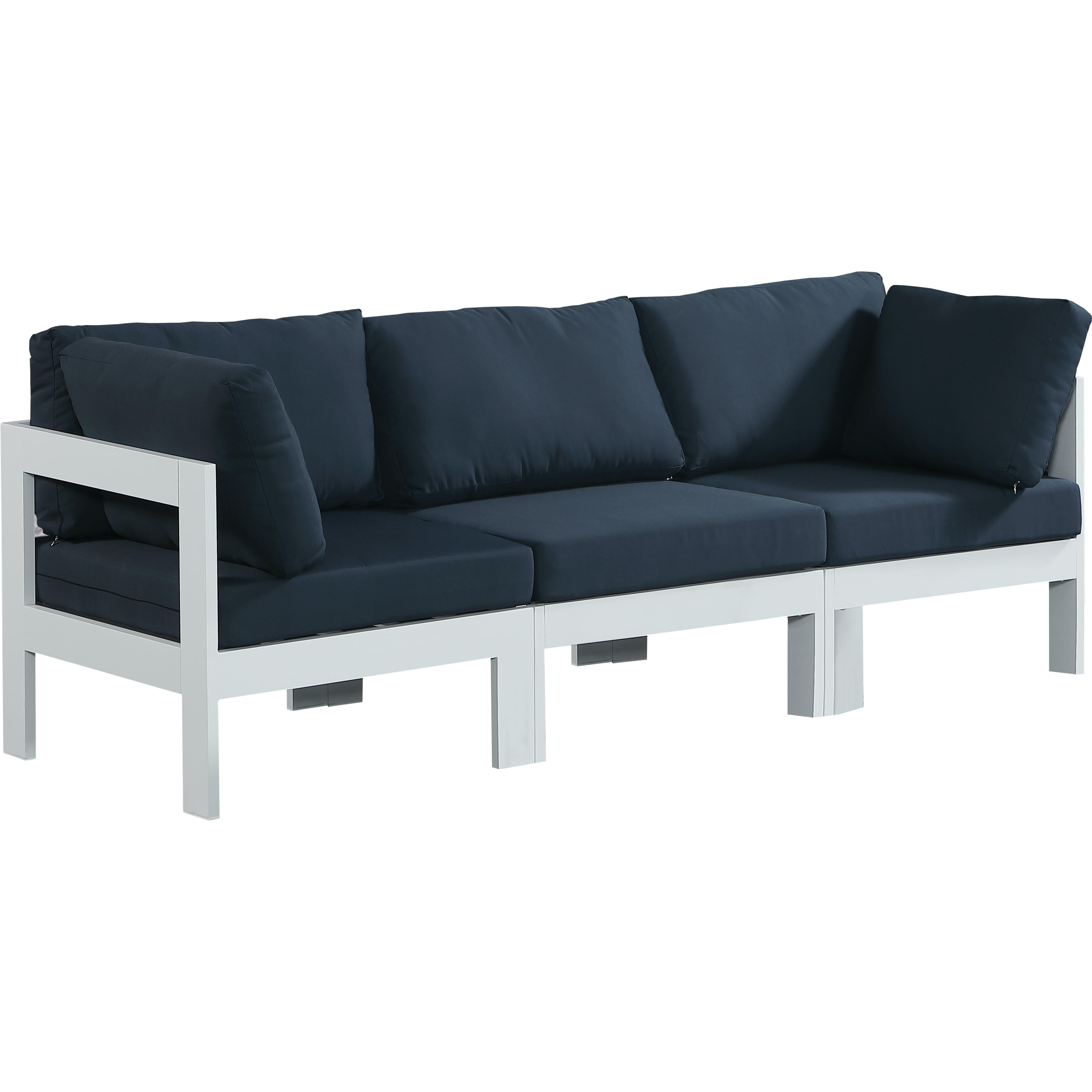 Meridian Nizuc Navy Water Resistant Fabric Outdoor Patio Modular Sofa