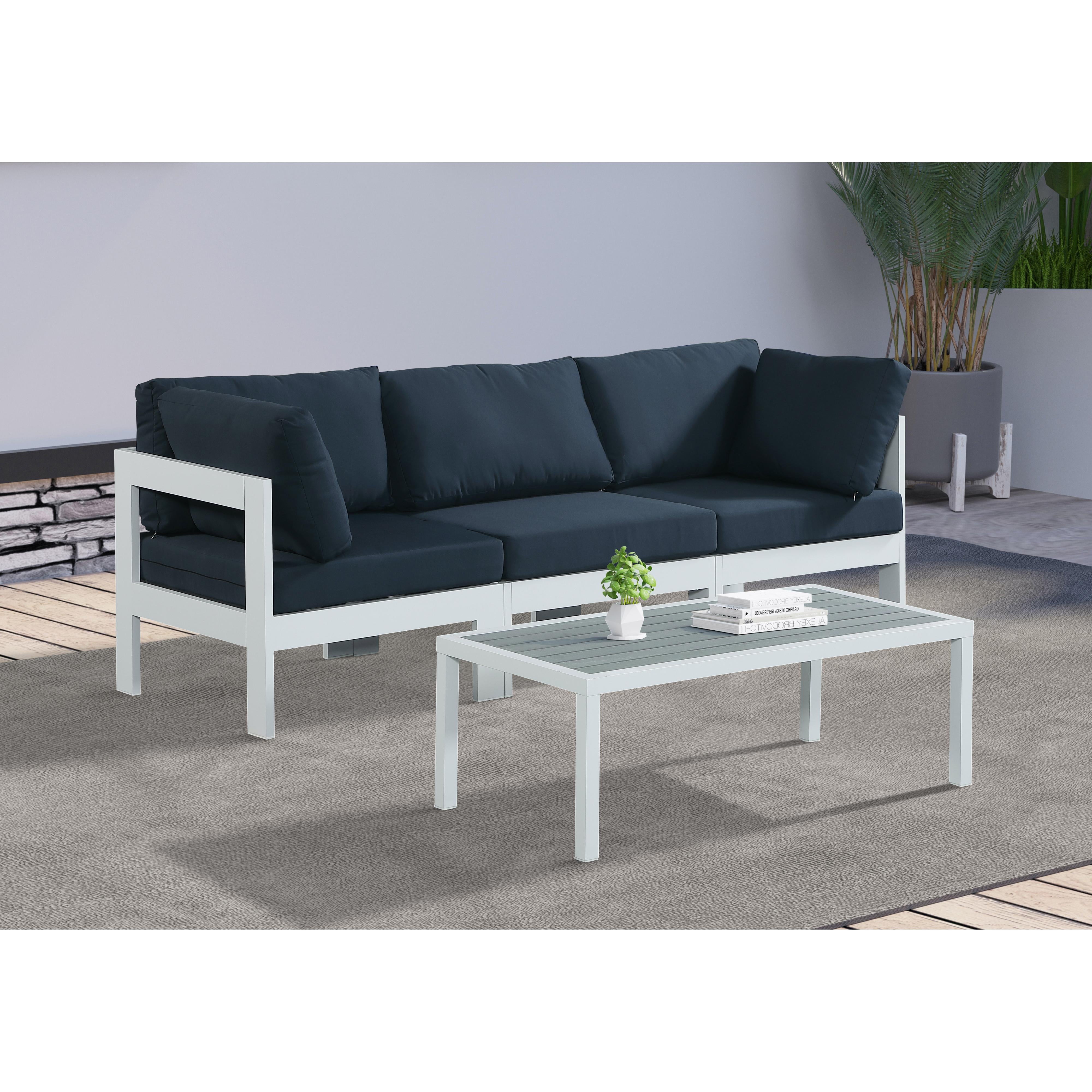 Meridian Nizuc Navy Water Resistant Fabric Outdoor Patio Modular Sofa