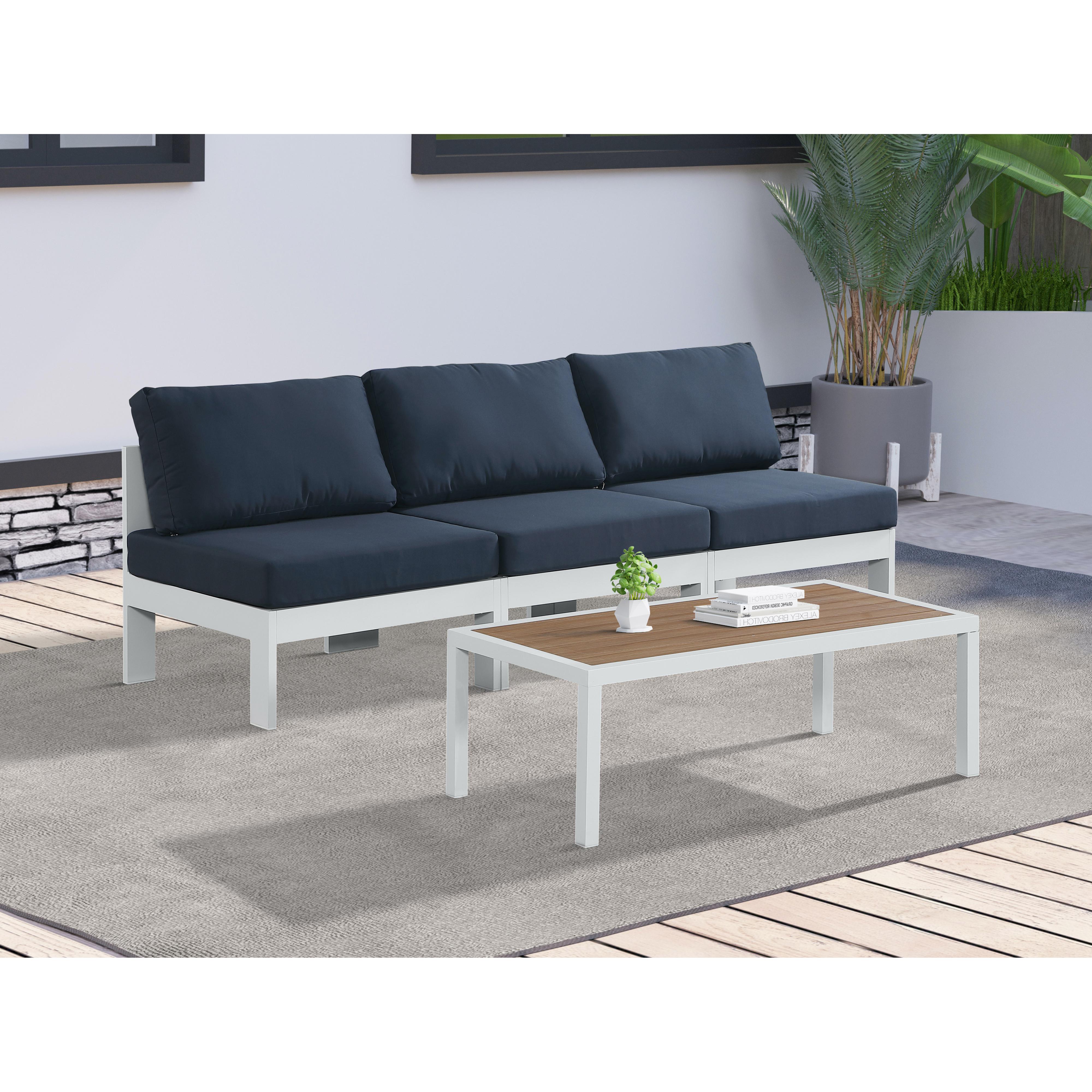 Meridian Nizuc Navy Water Resistant Fabric Outdoor Patio Modular Sofa