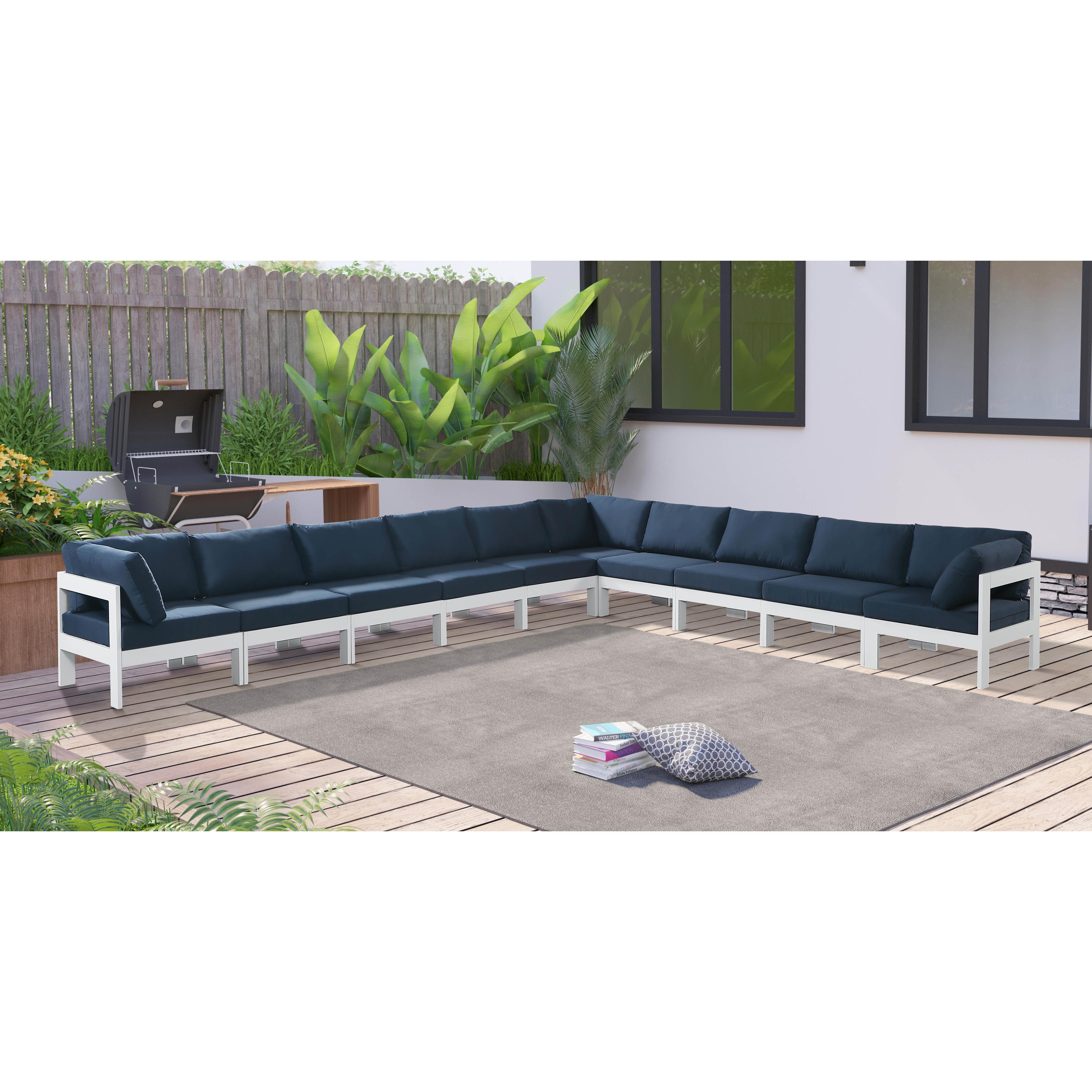 Meridian Nizuc Navy Water Resistant Fabric Outdoor Patio Modular Sectional
