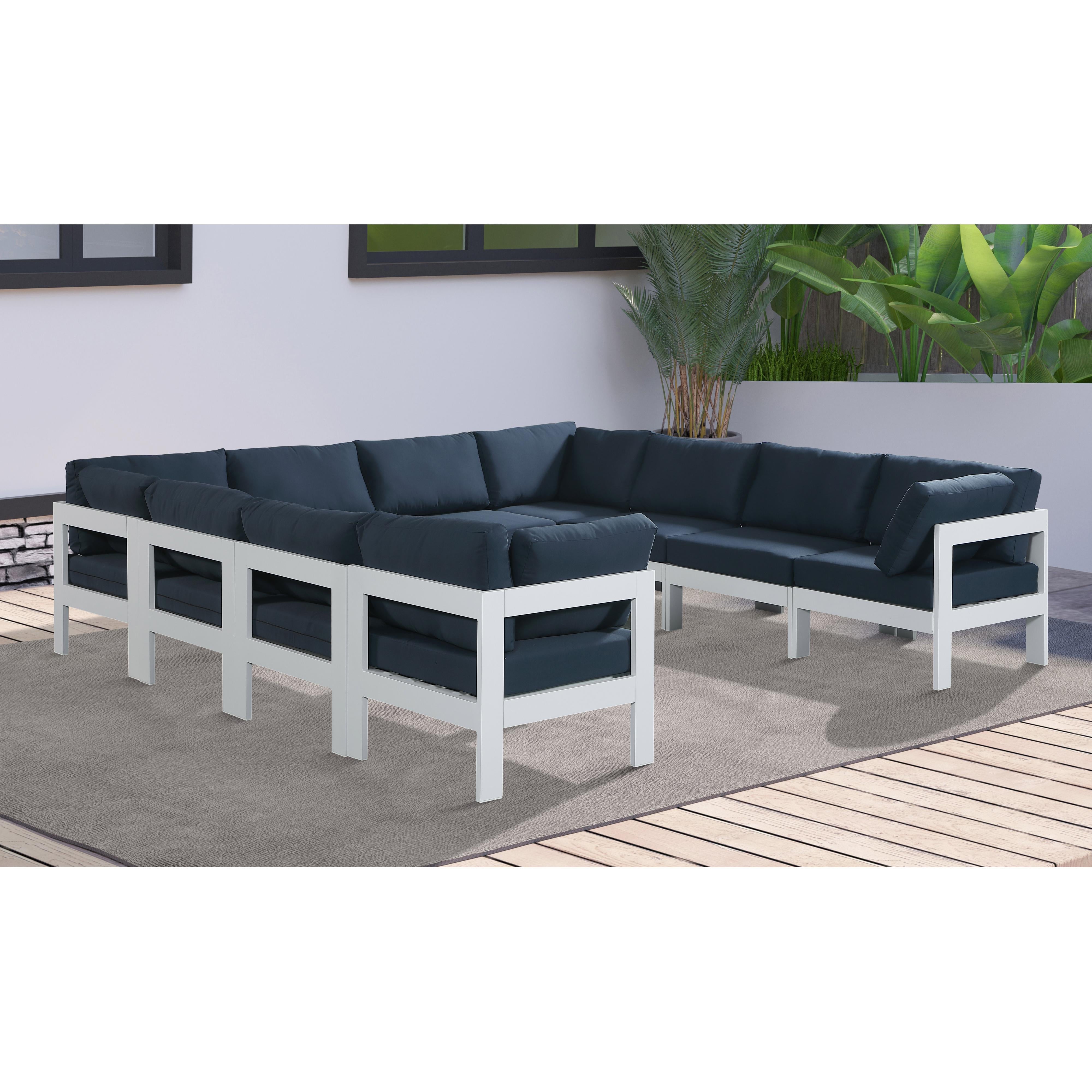 Meridian Nizuc Navy Water Resistant Fabric Outdoor Patio Modular Sectional