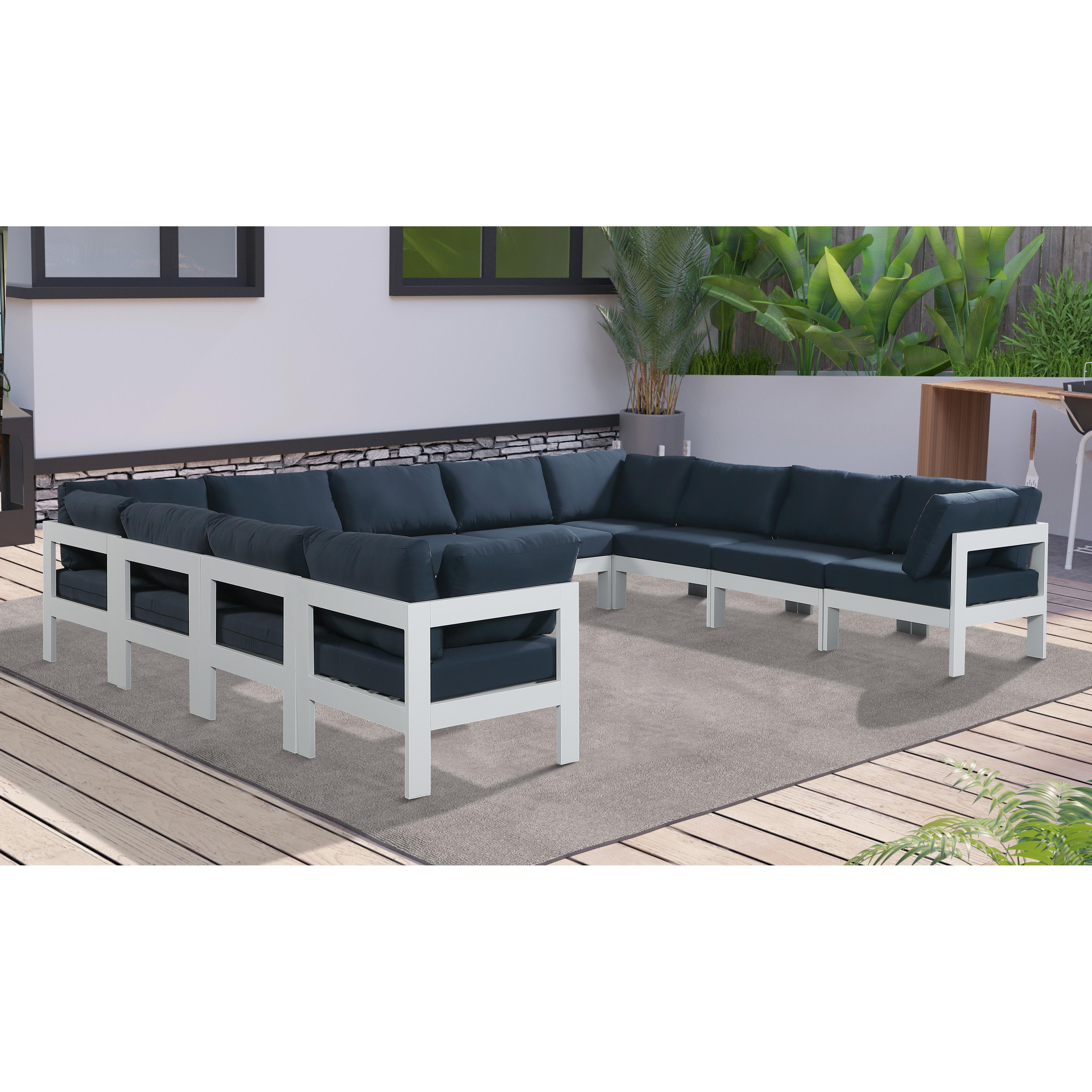 Meridian Nizuc Navy Water Resistant Fabric Outdoor Patio Modular Sectional