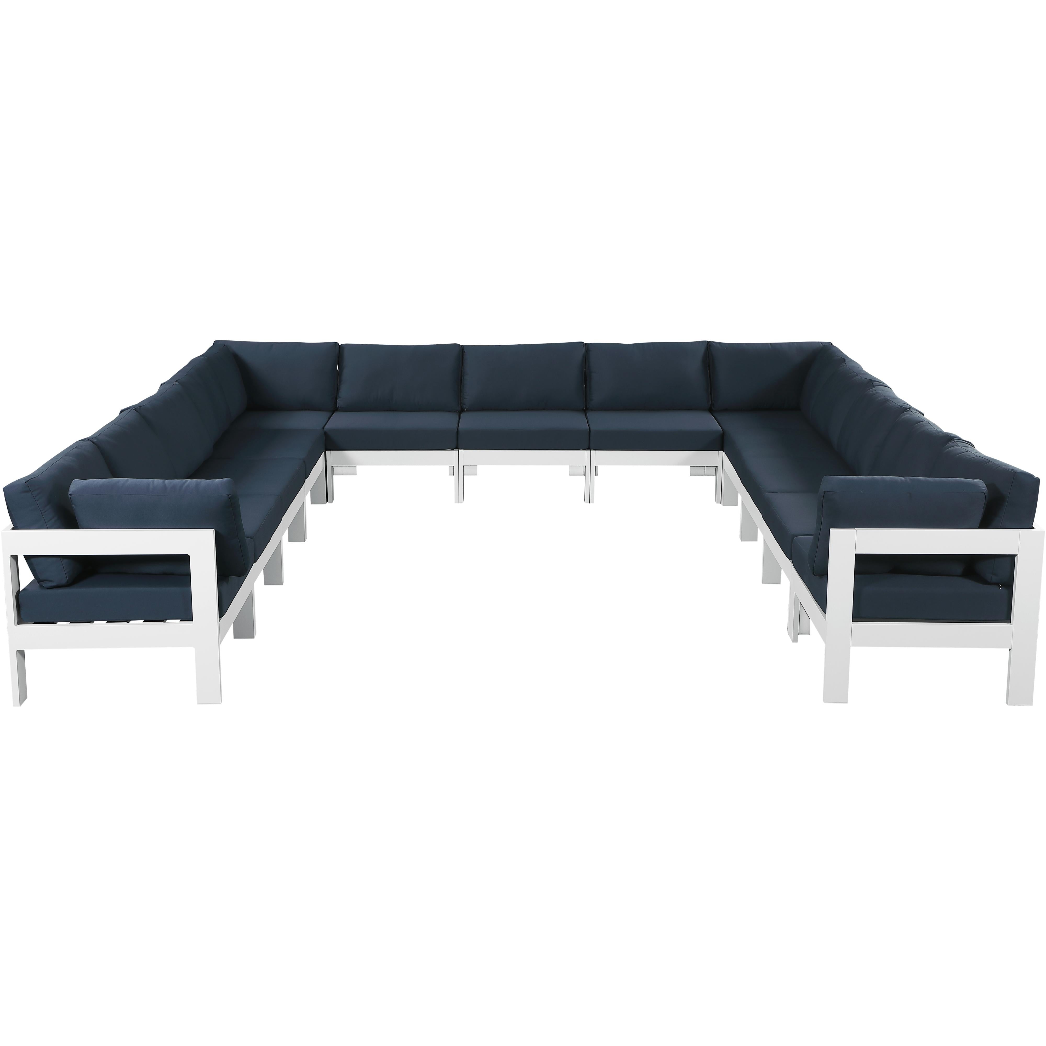 Meridian Nizuc Navy Water Resistant Fabric Outdoor Patio Modular Sectional
