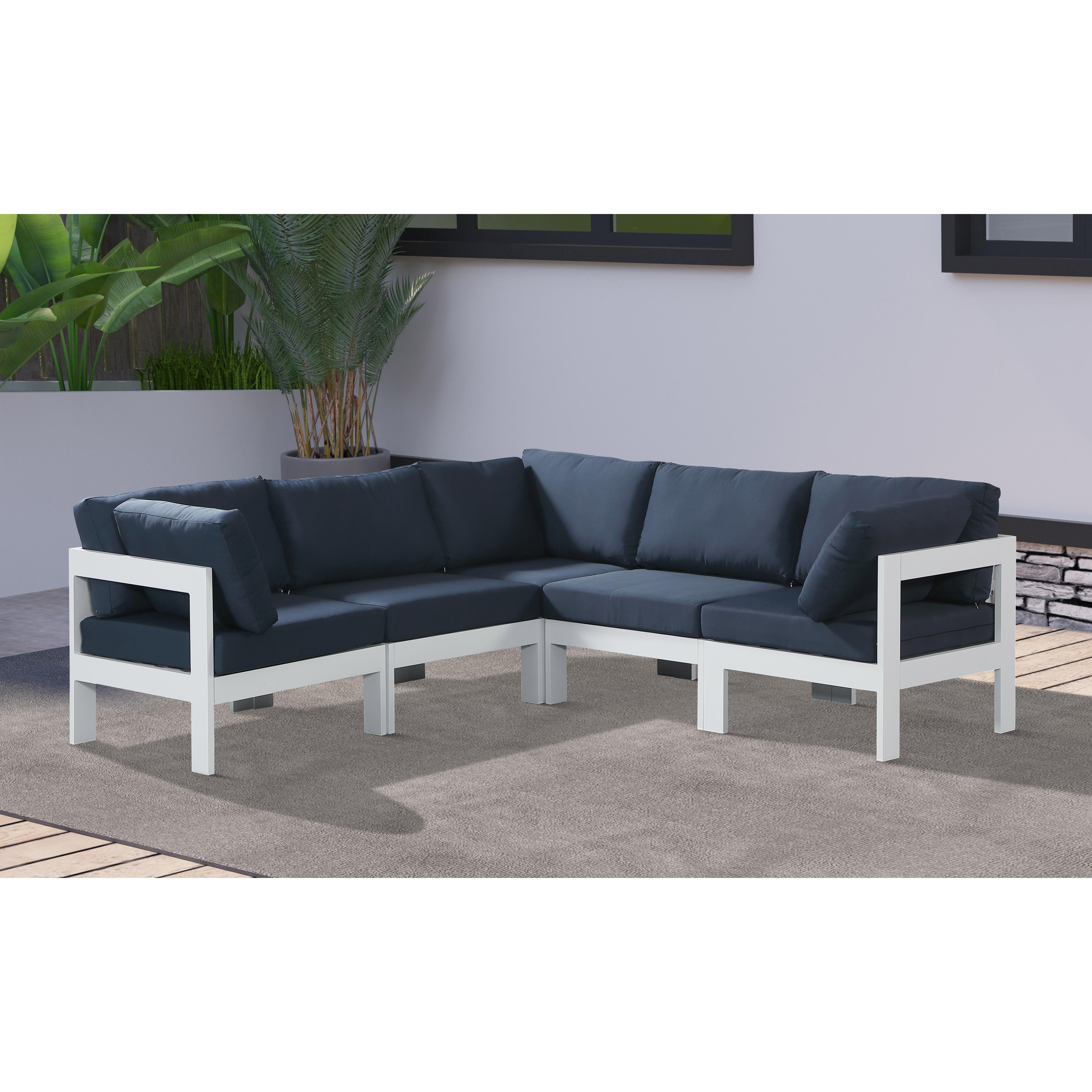 Meridian Nizuc Navy Water Resistant Fabric Outdoor Patio Modular Sectional