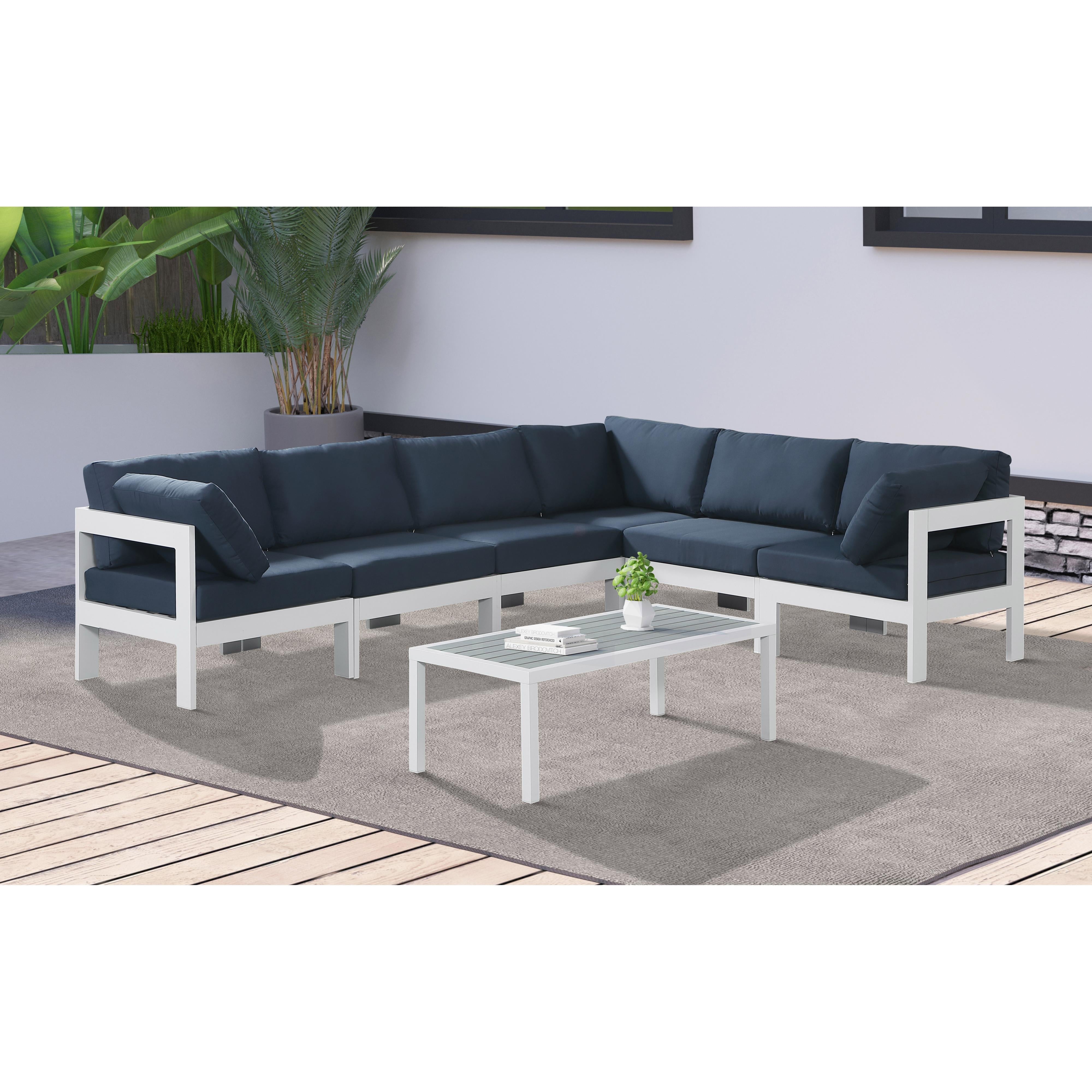 Meridian Nizuc Navy Water Resistant Fabric Outdoor Patio Modular Sectional
