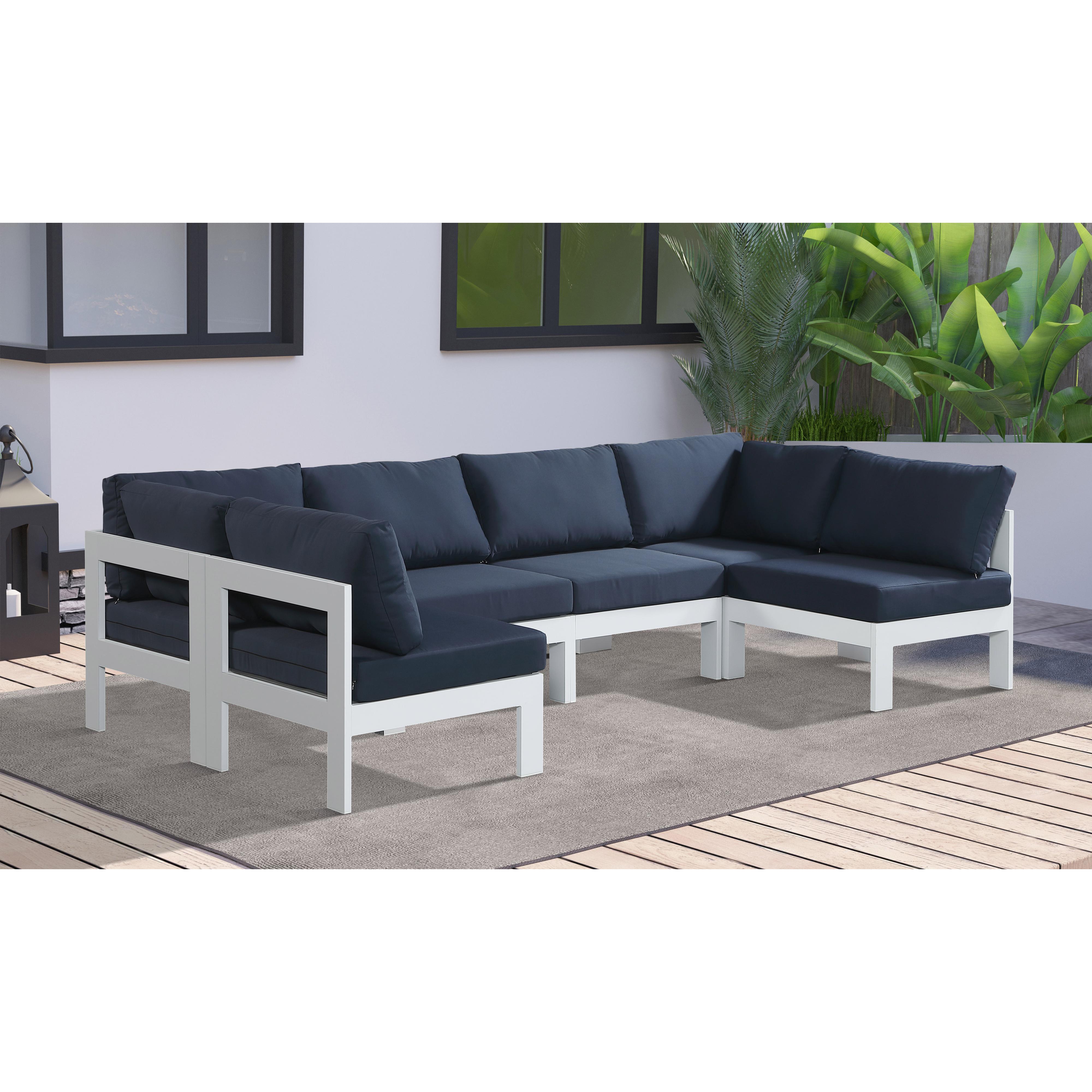 Meridian Nizuc Navy Water Resistant Fabric Outdoor Patio Modular Sectional