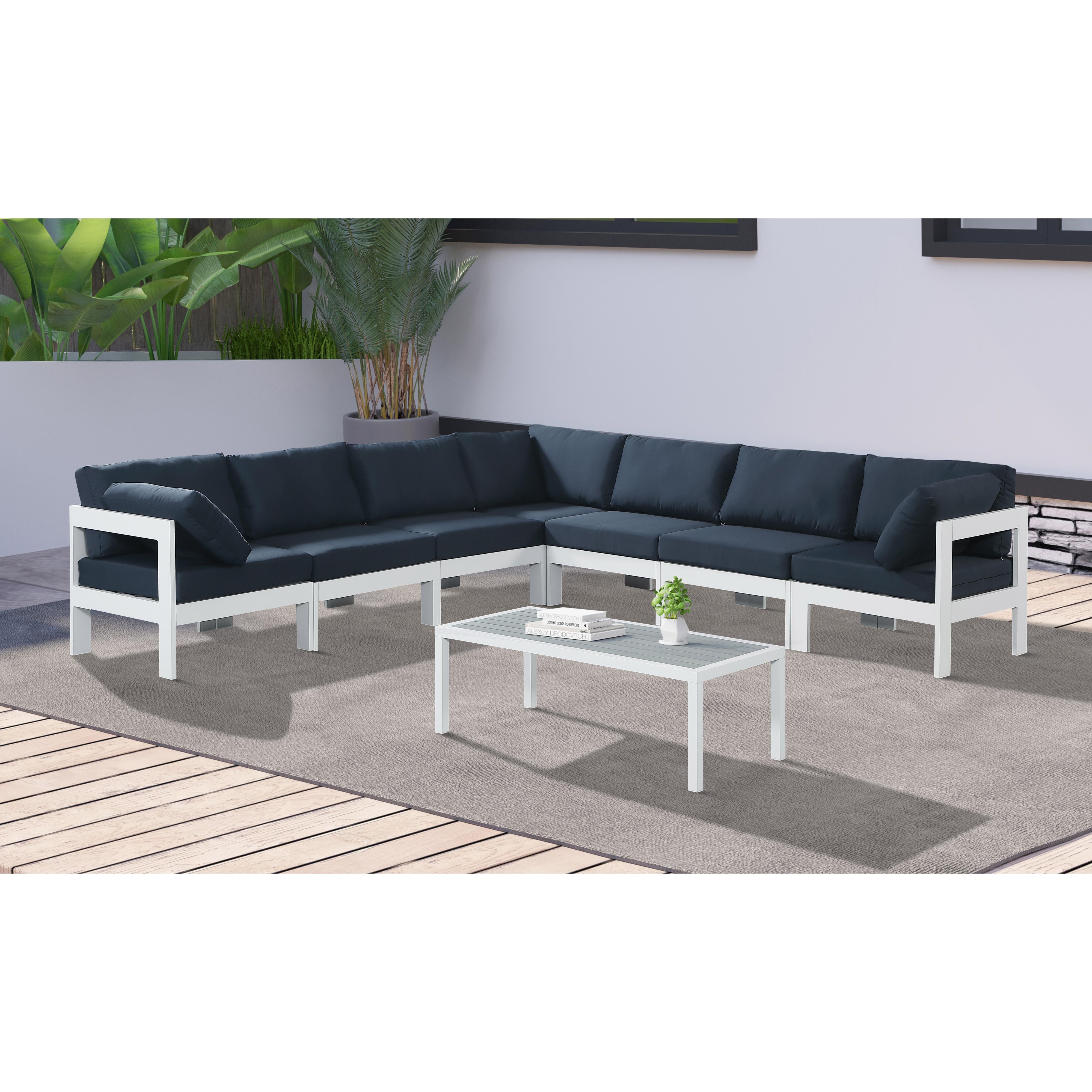 Meridian Nizuc Navy Water Resistant Fabric Outdoor Patio Modular Sectional
