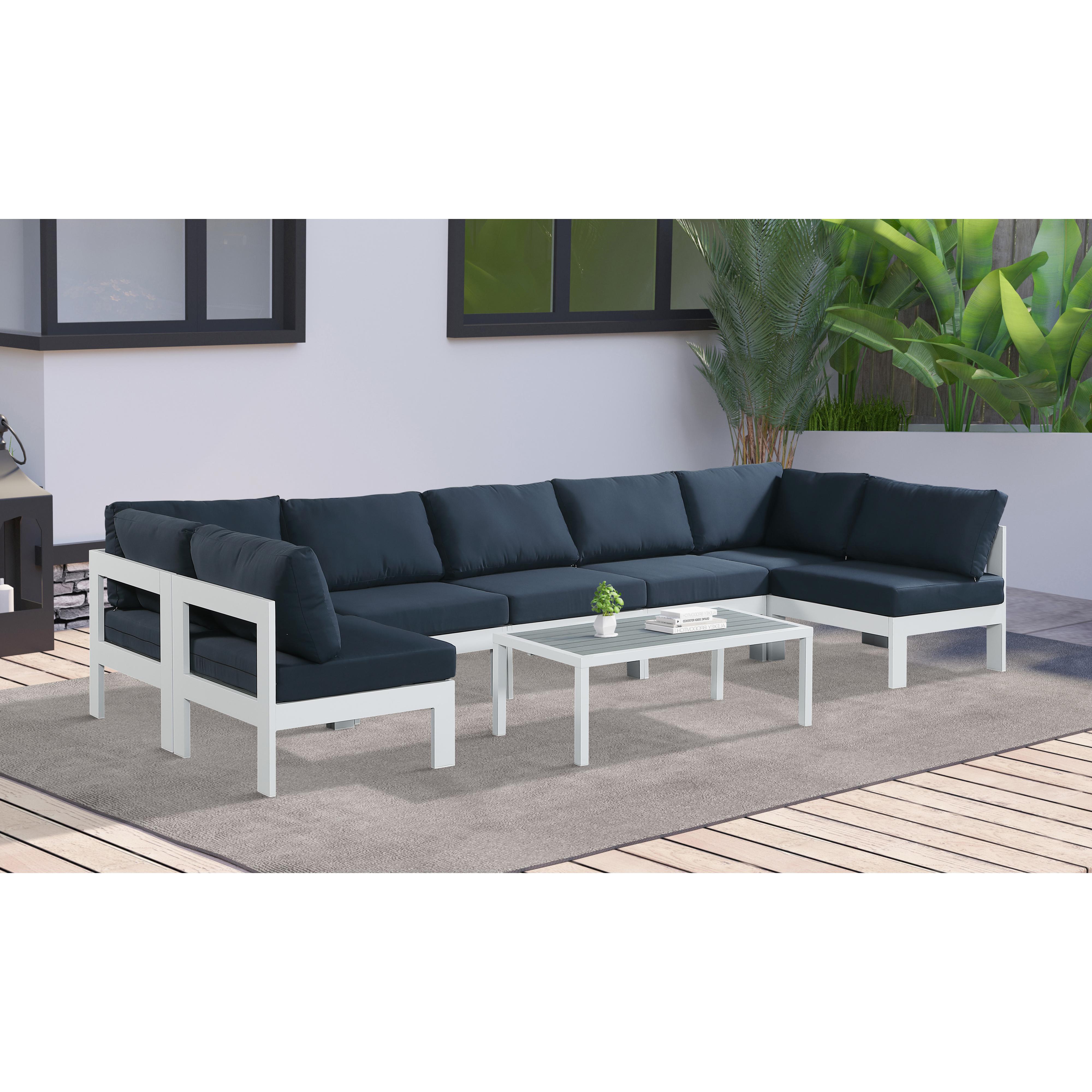 Meridian Nizuc Navy Water Resistant Fabric Outdoor Patio Modular Sectional