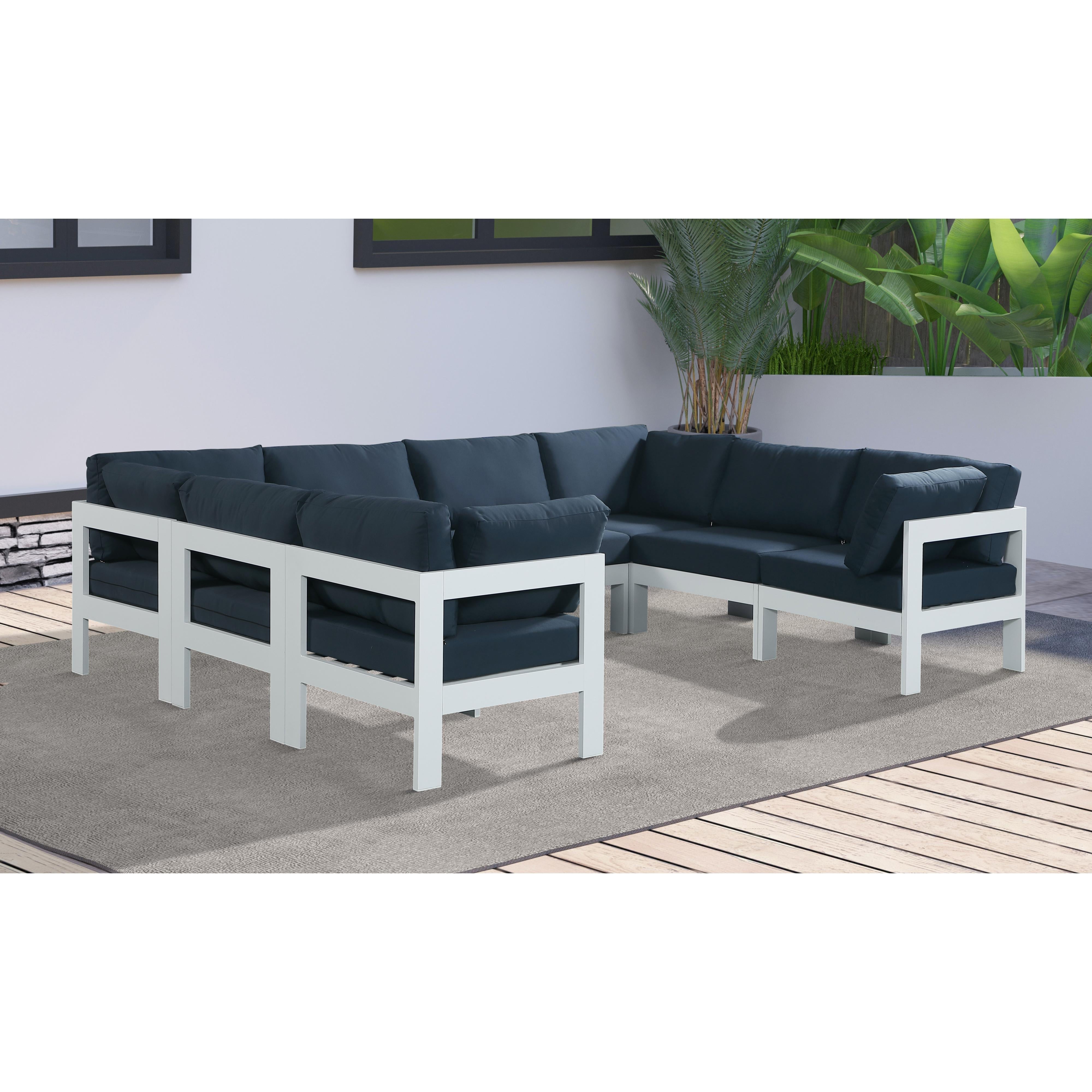 Meridian Nizuc Navy Water Resistant Fabric Outdoor Patio Modular Sectional