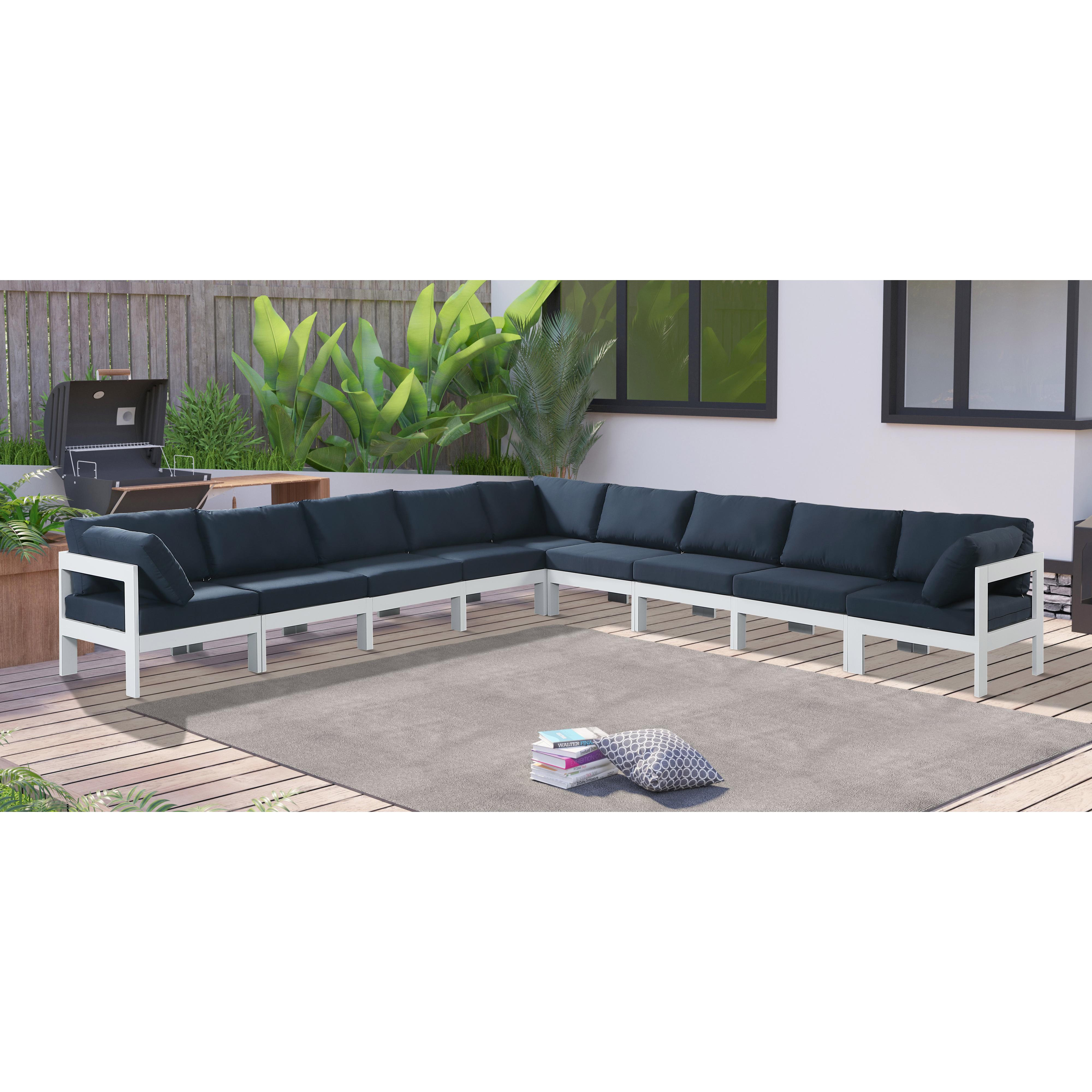 Meridian Nizuc Navy Water Resistant Fabric Outdoor Patio Modular Sectional