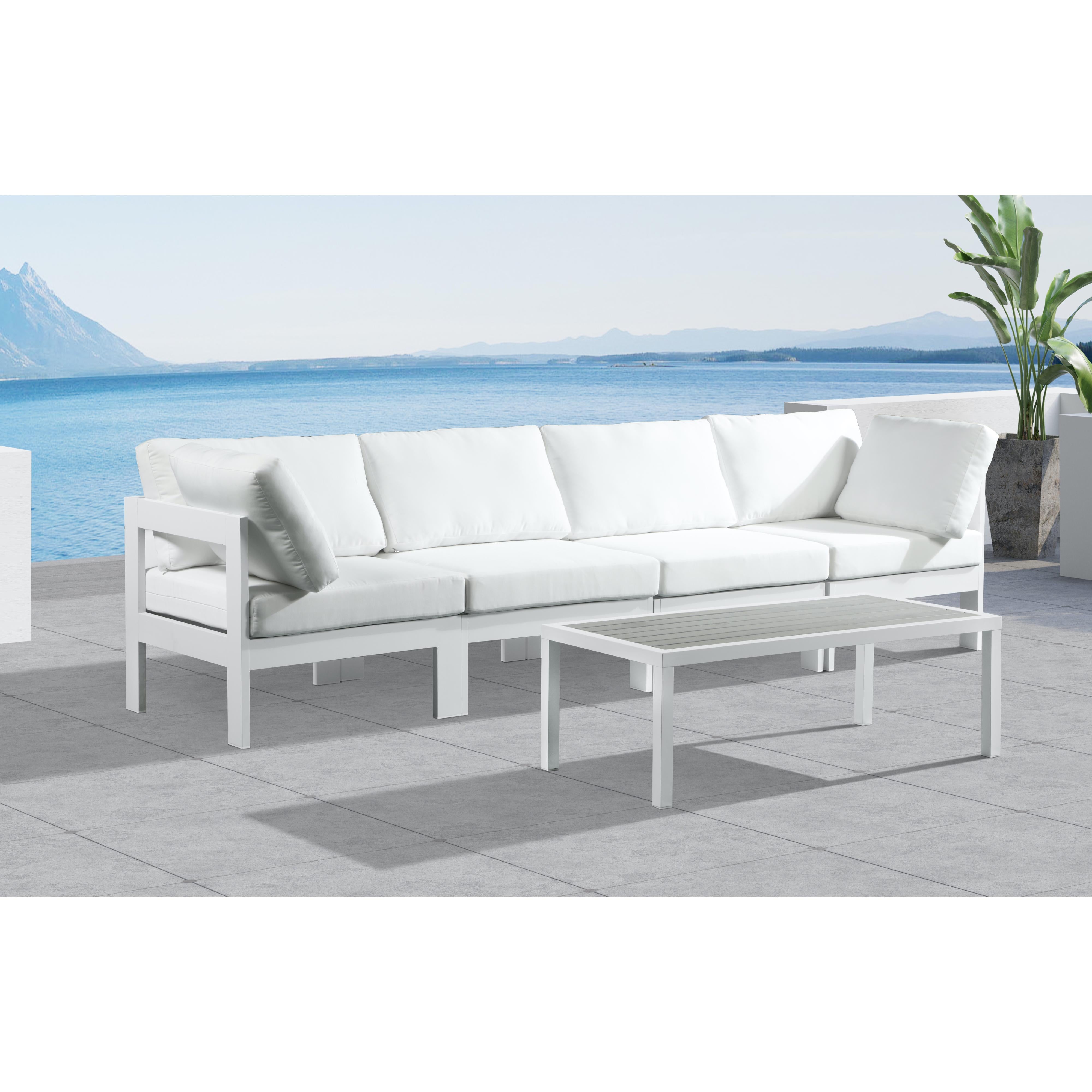 Meridian Nizuc White Water Resistant Fabric Outdoor Patio Modular Sofa